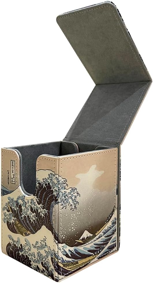 Black Lotus The Great Wave Japanese Style Storage Card Box PU Leather Premium Deck Case Holding100+Double Sleeved Cards For TCG Sport cards Commander Display