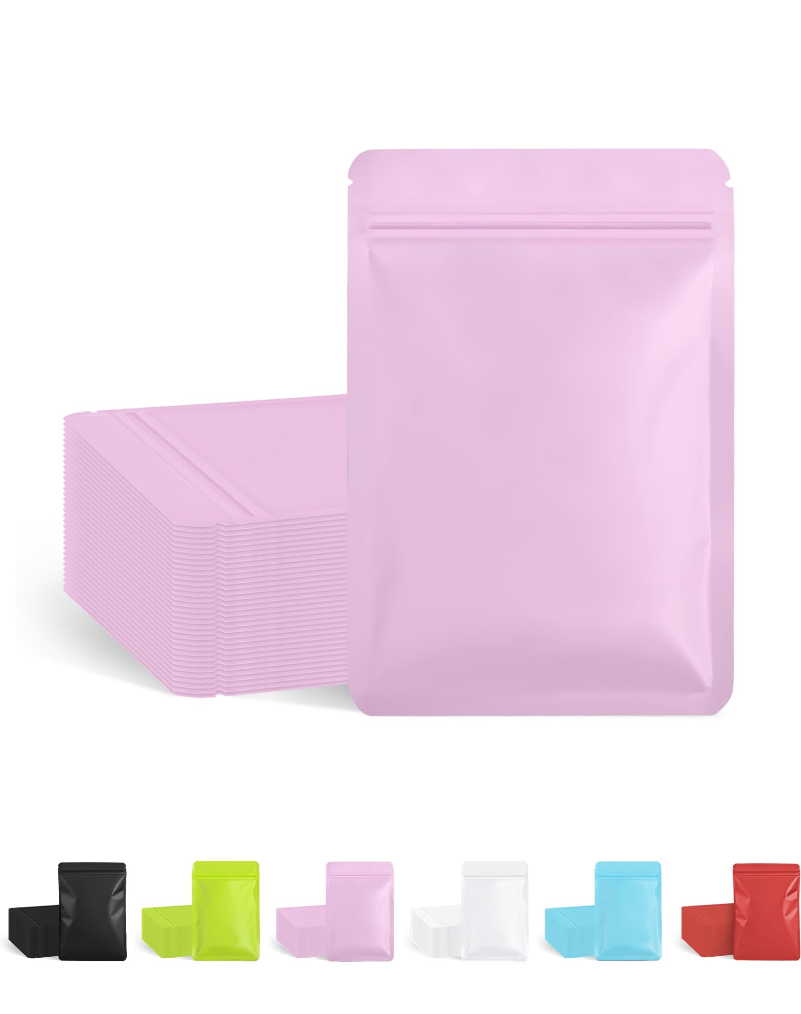 FireKylin 100 Pack Resealable Packaging Bags for Small Business Double-Sided Color Smell Proof Bags for Food Storage Flat Bags (Black, 2.7" x 3.8")