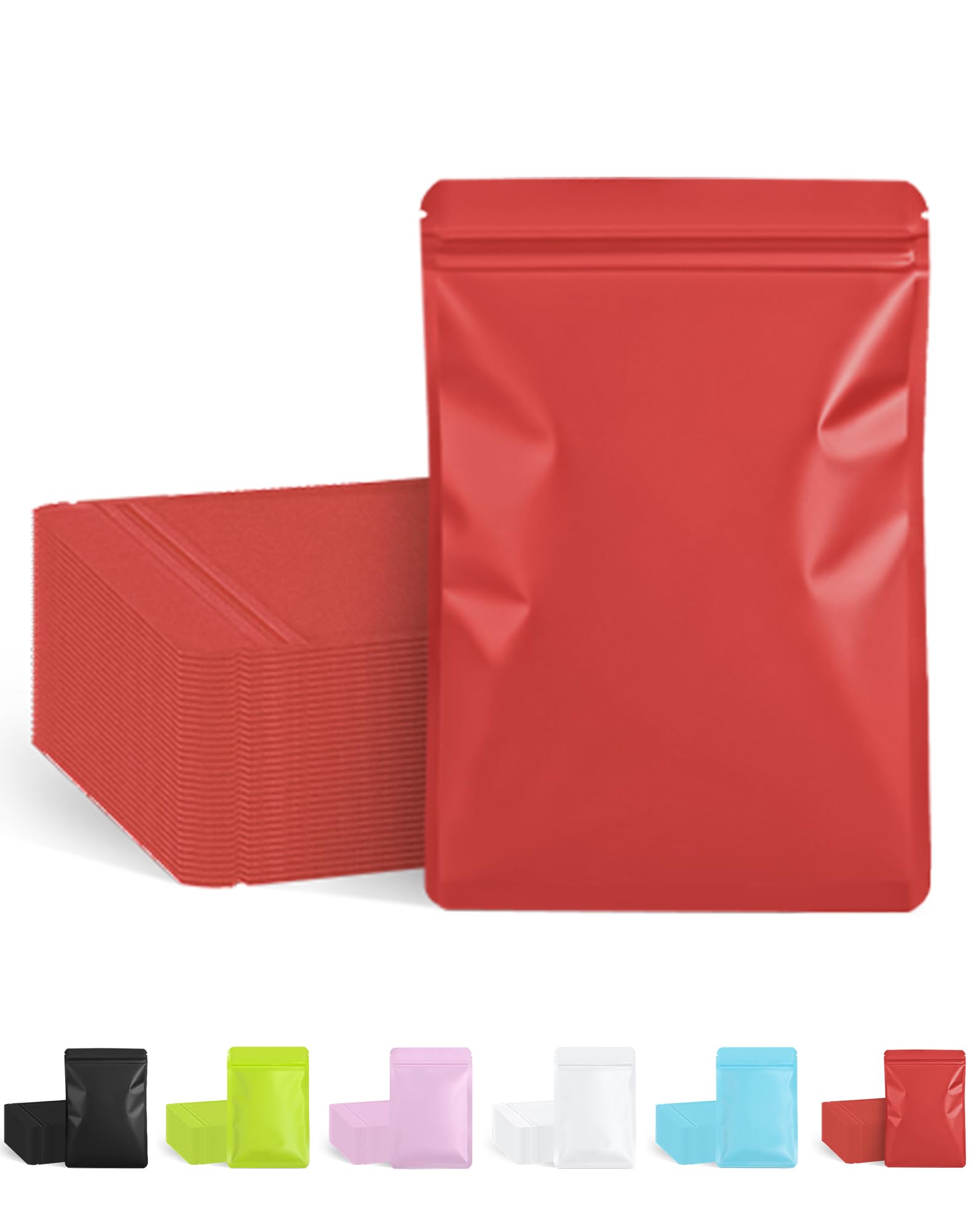 FireKylin 100 Pack Resealable Packaging Bags for Small Business Double-Sided Color Smell Proof Bags for Food Storage Flat Bags (Black, 2.7" x 3.8")
