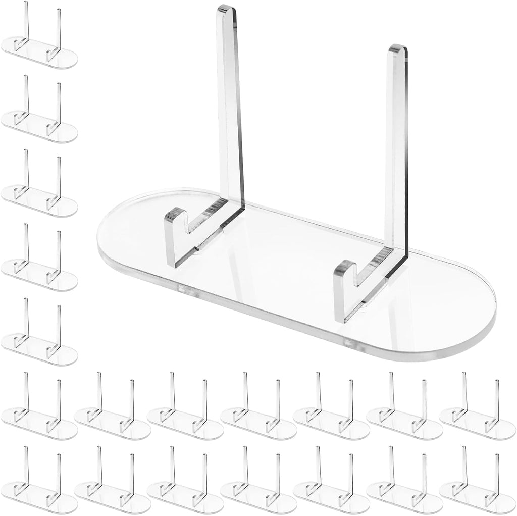 Acrylic Card Display Stand 20 Pcs, Clear Mini Display Holder with 0.6 Inch Groove Width for Trading, Sports, Baseball Cards and Coins, Medals