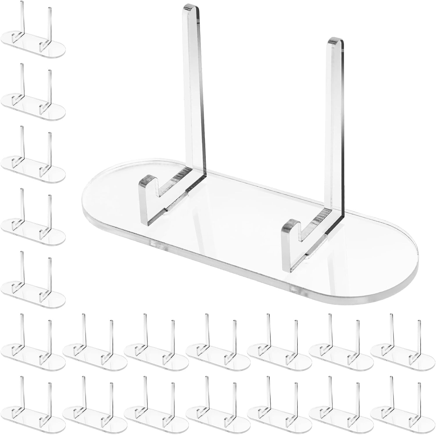 Acrylic Card Display Stand 20 Pcs, Clear Mini Display Holder with 0.6 Inch Groove Width for Trading, Sports, Baseball Cards and Coins, Medals