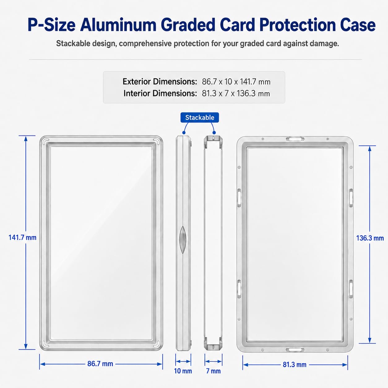 Slab Guard Fits PSA Slab, Magnetic Graded Card Case with UV Glass, Black