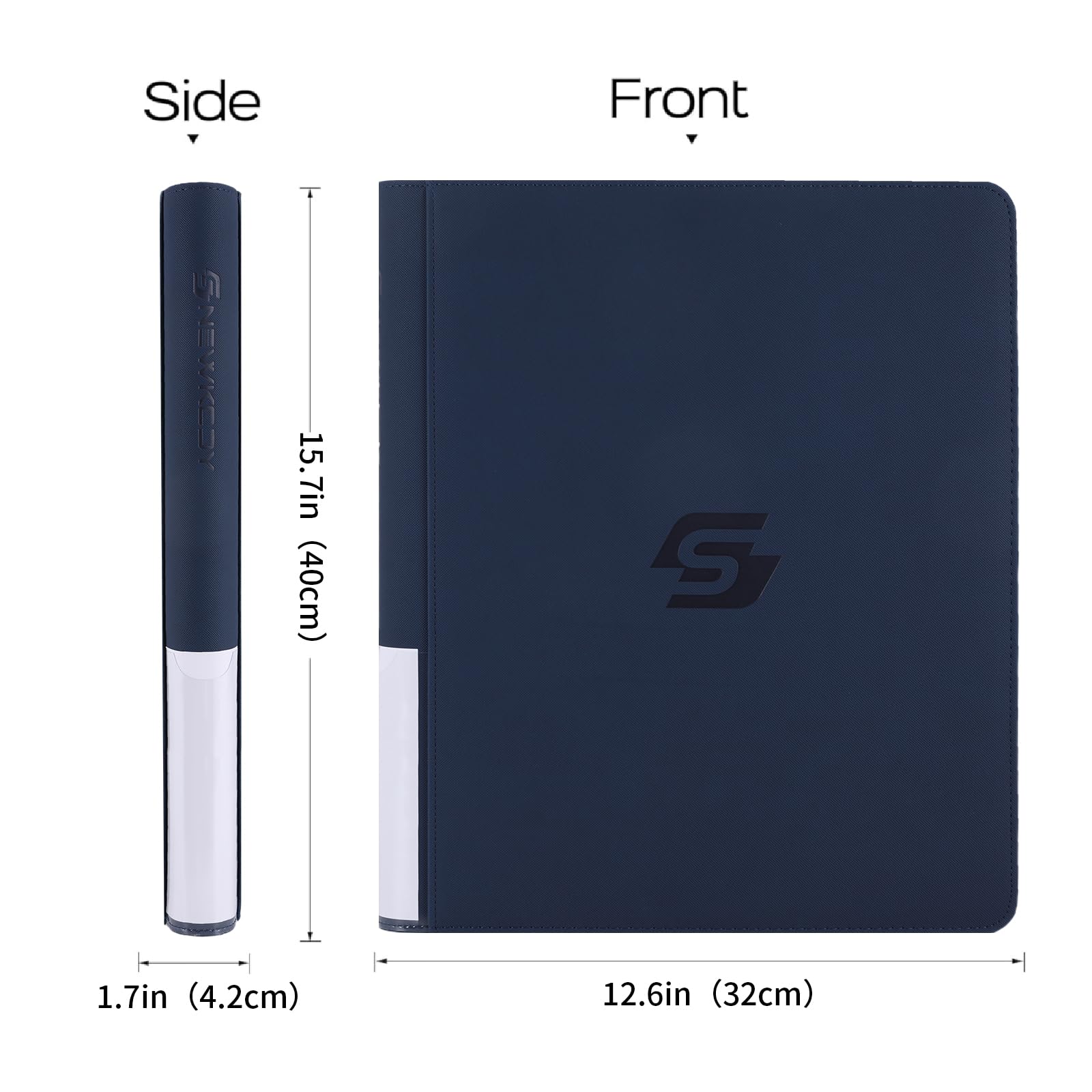 Snekdy Top loader Binder, 9 Pockets Top Loader，Holds 360 Top Loaders cards, Card binder with Sleeves for card in 3 x 4 inches color smooth Zipper PU Leather (Black)