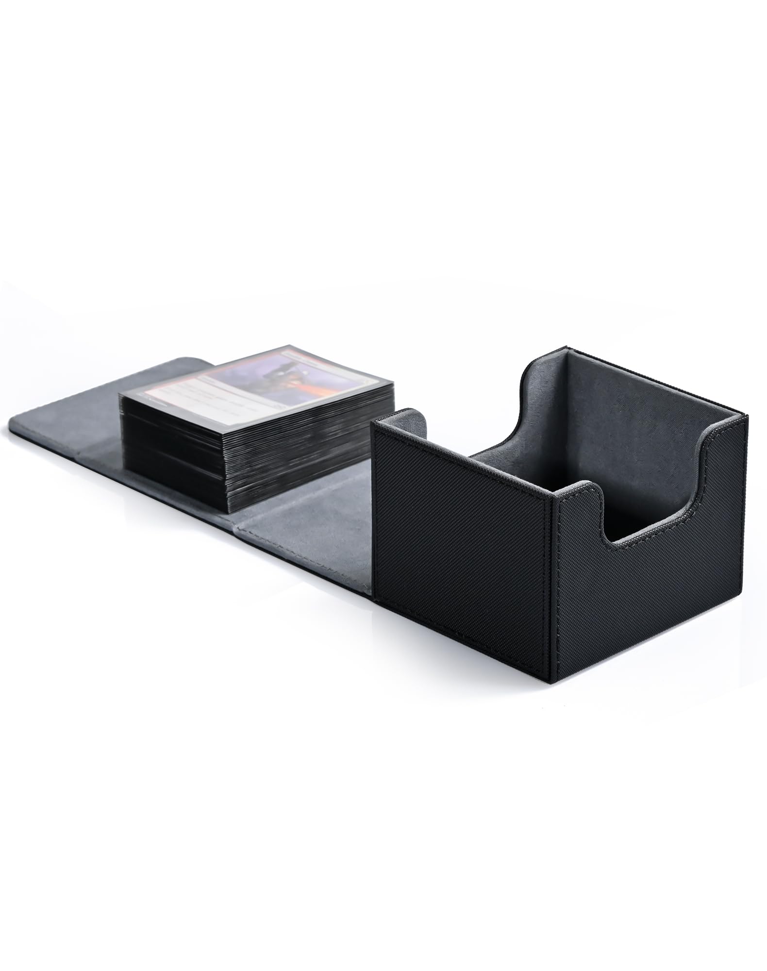 ZLCA MTG Deck Box with Commander Window Display, Commander Deck Box Holds 100 Double-Sleeved Cards Suitable for Magic the Gathering/TCG/CCG/PTCG/EDH/Sport Cards (Black)