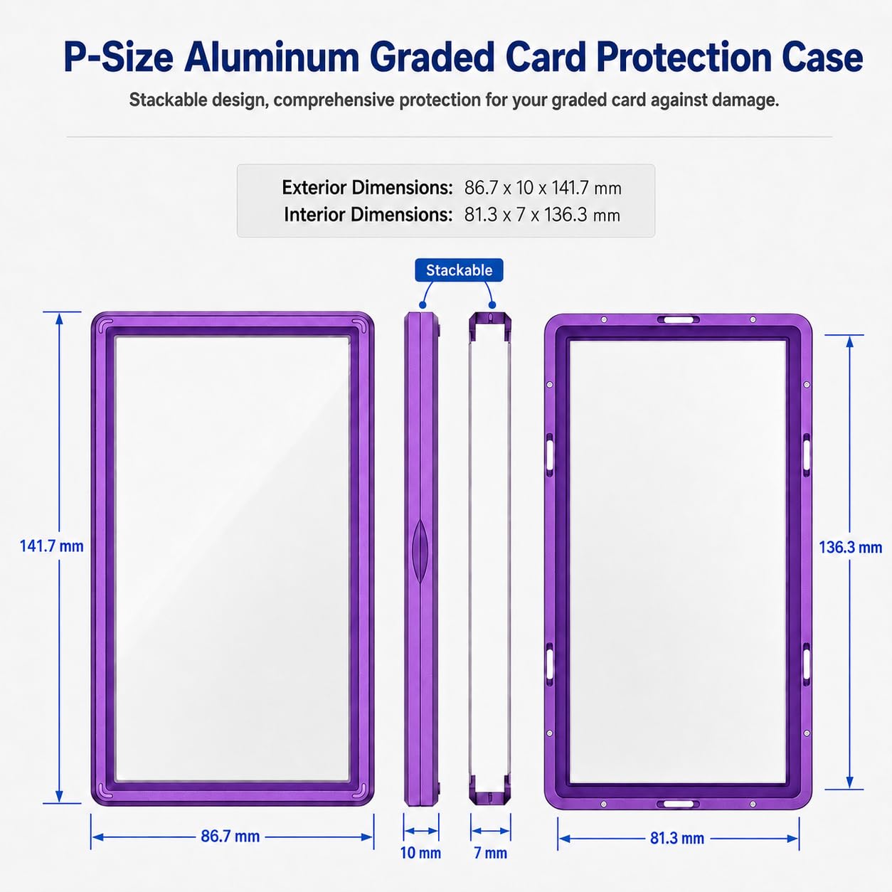 Slab Guard Fits PSA Slab, Magnetic Graded Card Case with UV Glass, Black