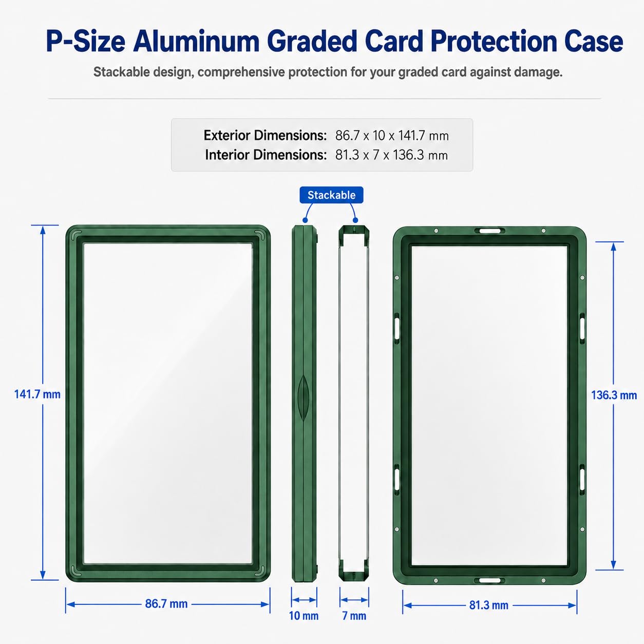Slab Guard Fits PSA Slab, Magnetic Graded Card Case with UV Glass, Black