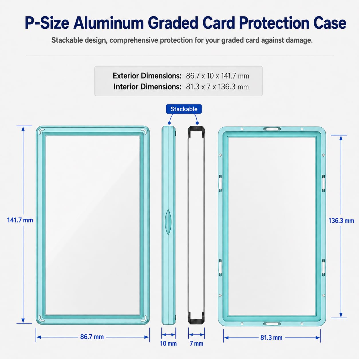 Slab Guard Fits PSA Slab, Magnetic Graded Card Case with UV Glass, Black