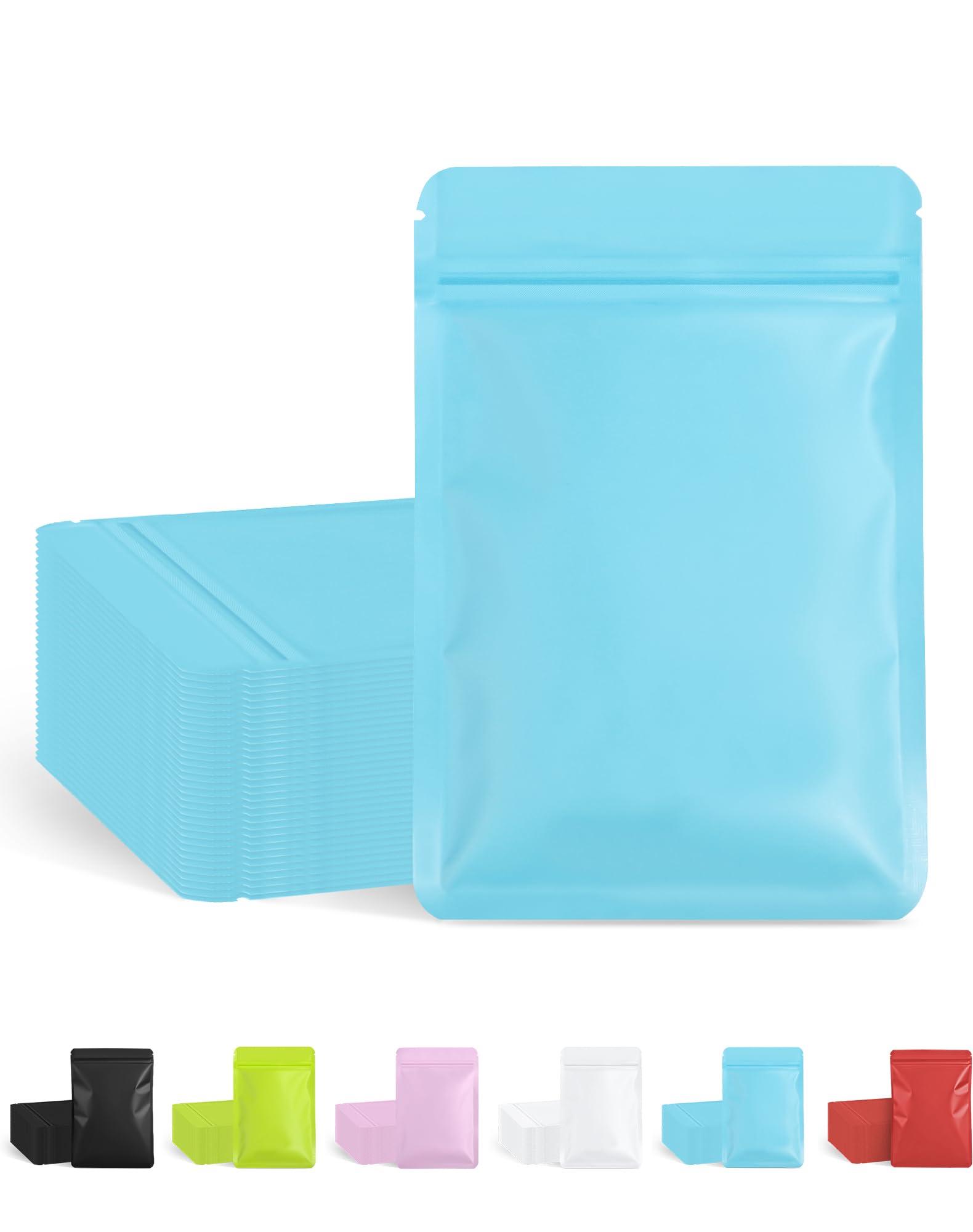 FireKylin 100 Pack Resealable Packaging Bags for Small Business Double-Sided Color Smell Proof Bags for Food Storage Flat Bags (Black, 2.7" x 3.8")