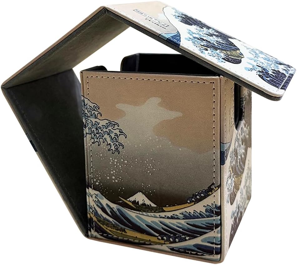 Black Lotus The Great Wave Japanese Style Storage Card Box PU Leather Premium Deck Case Holding100+Double Sleeved Cards For TCG Sport cards Commander Display