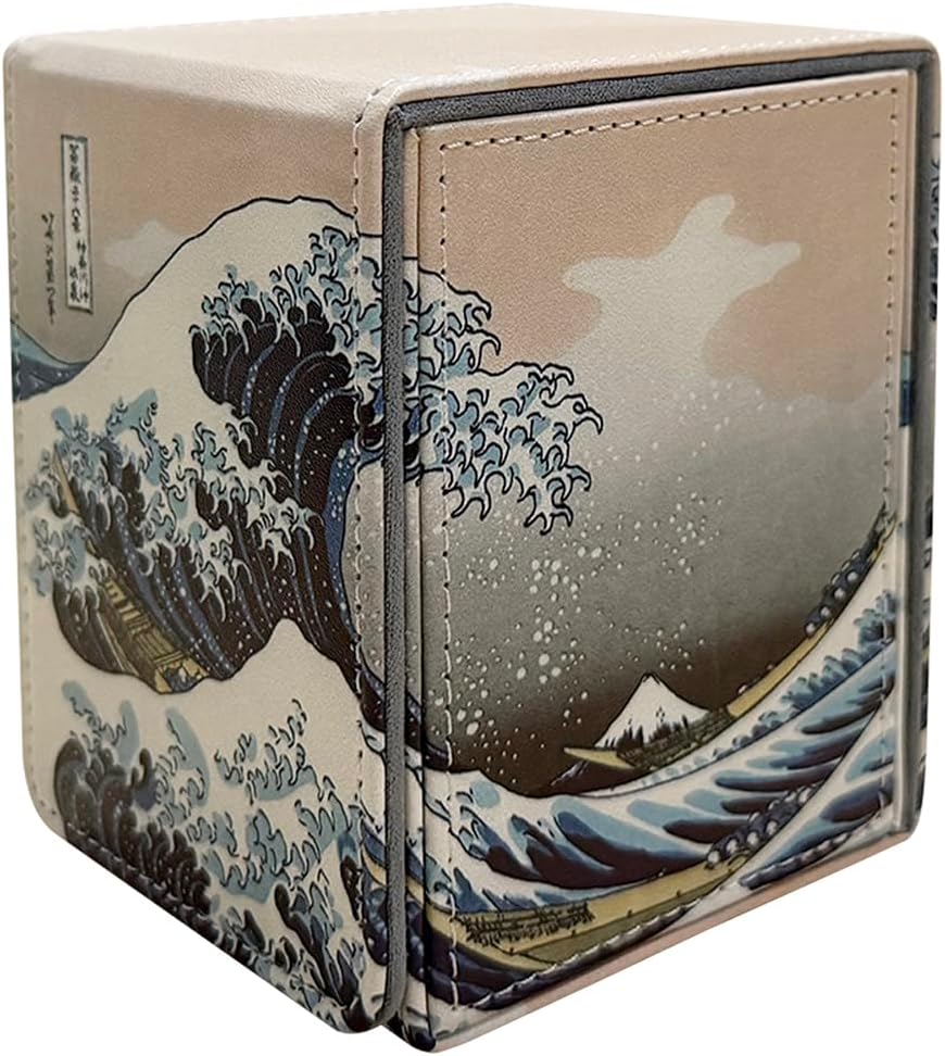 Black Lotus The Great Wave Japanese Style Storage Card Box PU Leather Premium Deck Case Holding100+Double Sleeved Cards For TCG Sport cards Commander Display