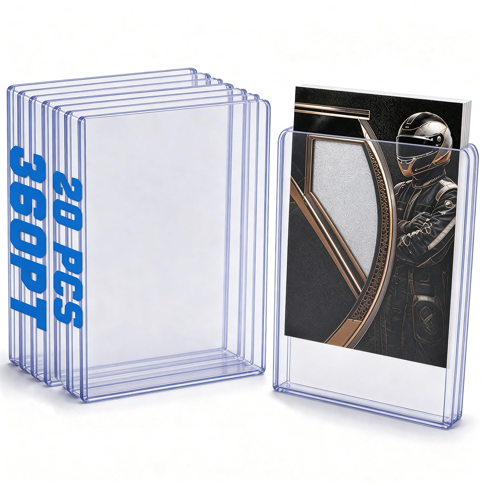 DEDC 200 Top Loader Thick Card Load Holder Storage for Trading Cards Sports Soft Penny Sleeves Hard Plastic 35 Point Protective 3" x 4" Toploaders Rigid Memorabilia Collectibles