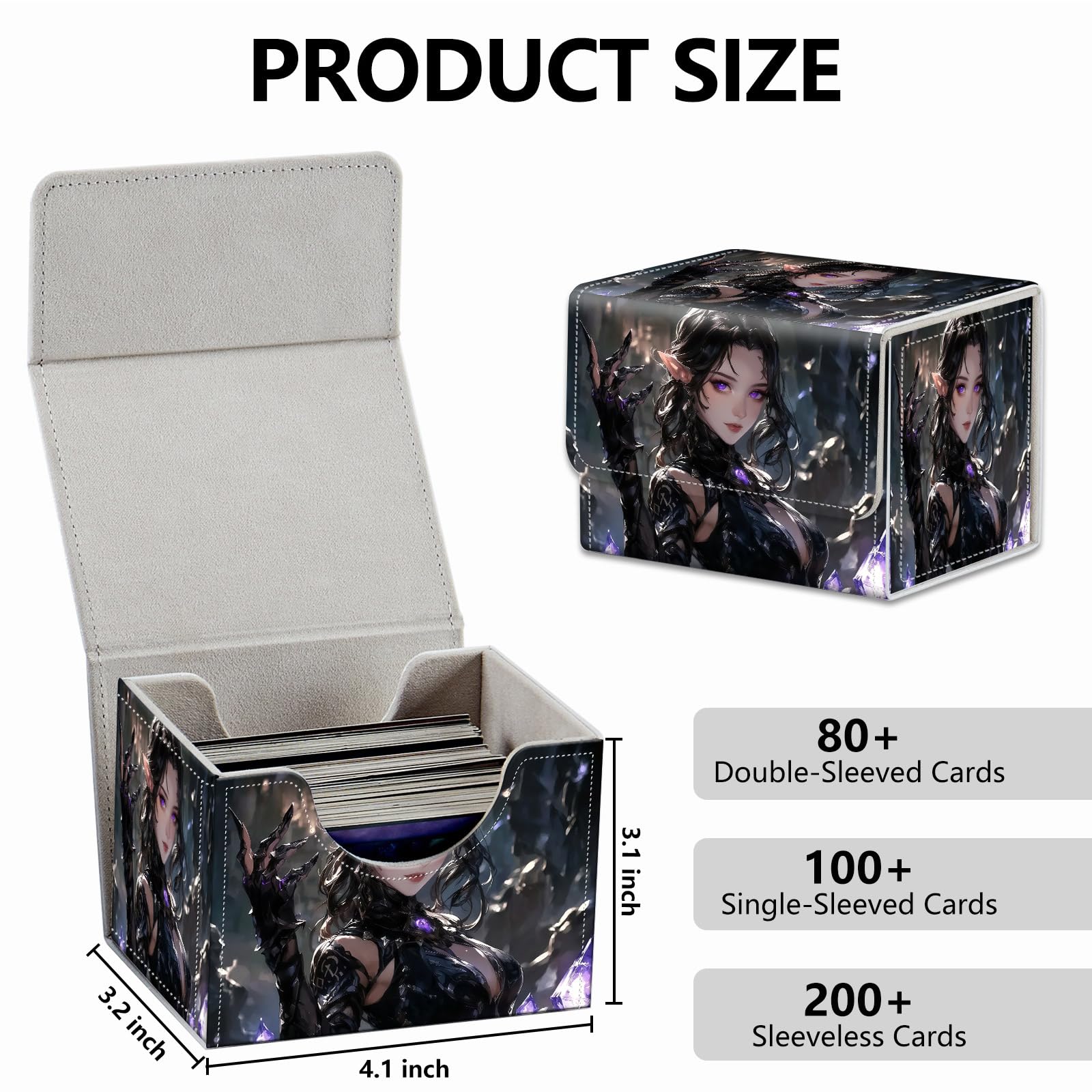 Strong Magnet Case Mtg Deck Box Tcg Up to 200 Cards Creative Pattern Trading Card Storage Box for Collectible Card Games, Black And White Koi