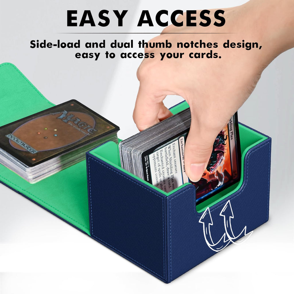 ZLCA MTG Deck Box with Commander Window Display, Commander Deck Box Holds 100 Double-Sleeved Cards Suitable for Magic the Gathering/TCG/CCG/PTCG/EDH/Sport Cards (Black)