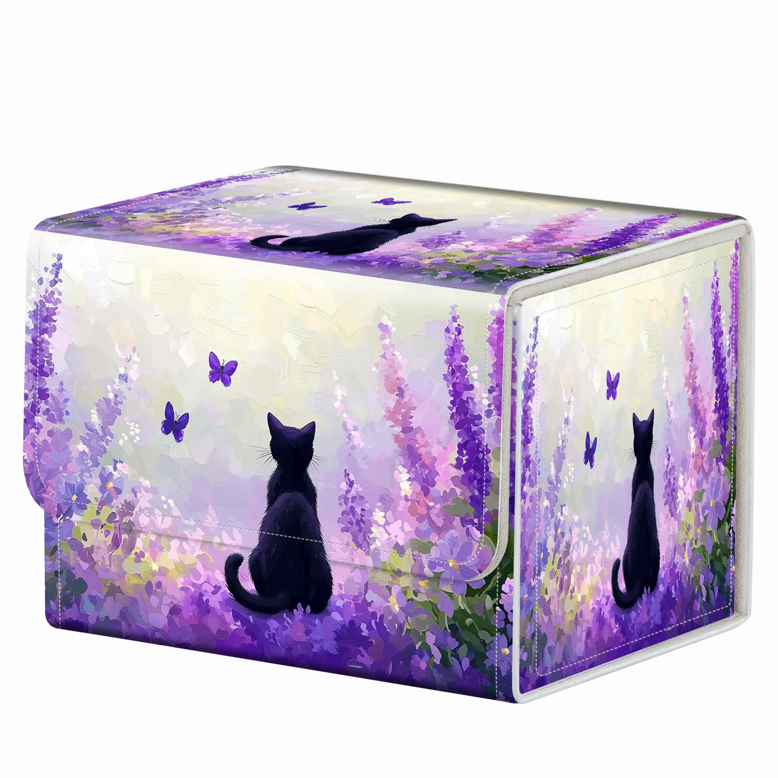 Strong Magnet Case Mtg Deck Box Tcg Up to 200 Cards Creative Pattern Trading Card Storage Box for Collectible Card Games, Black And White Koi
