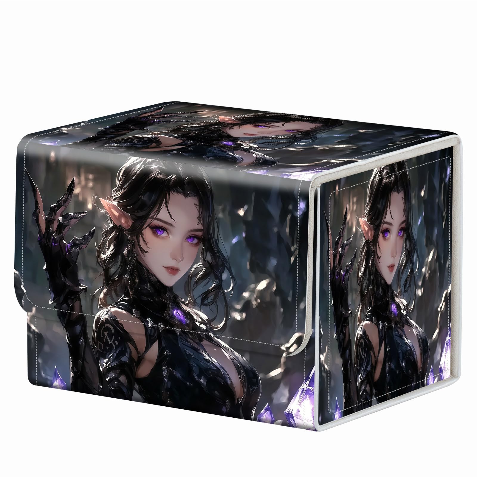 Strong Magnet Case Mtg Deck Box Tcg Up to 200 Cards Creative Pattern Trading Card Storage Box for Collectible Card Games, Black And White Koi