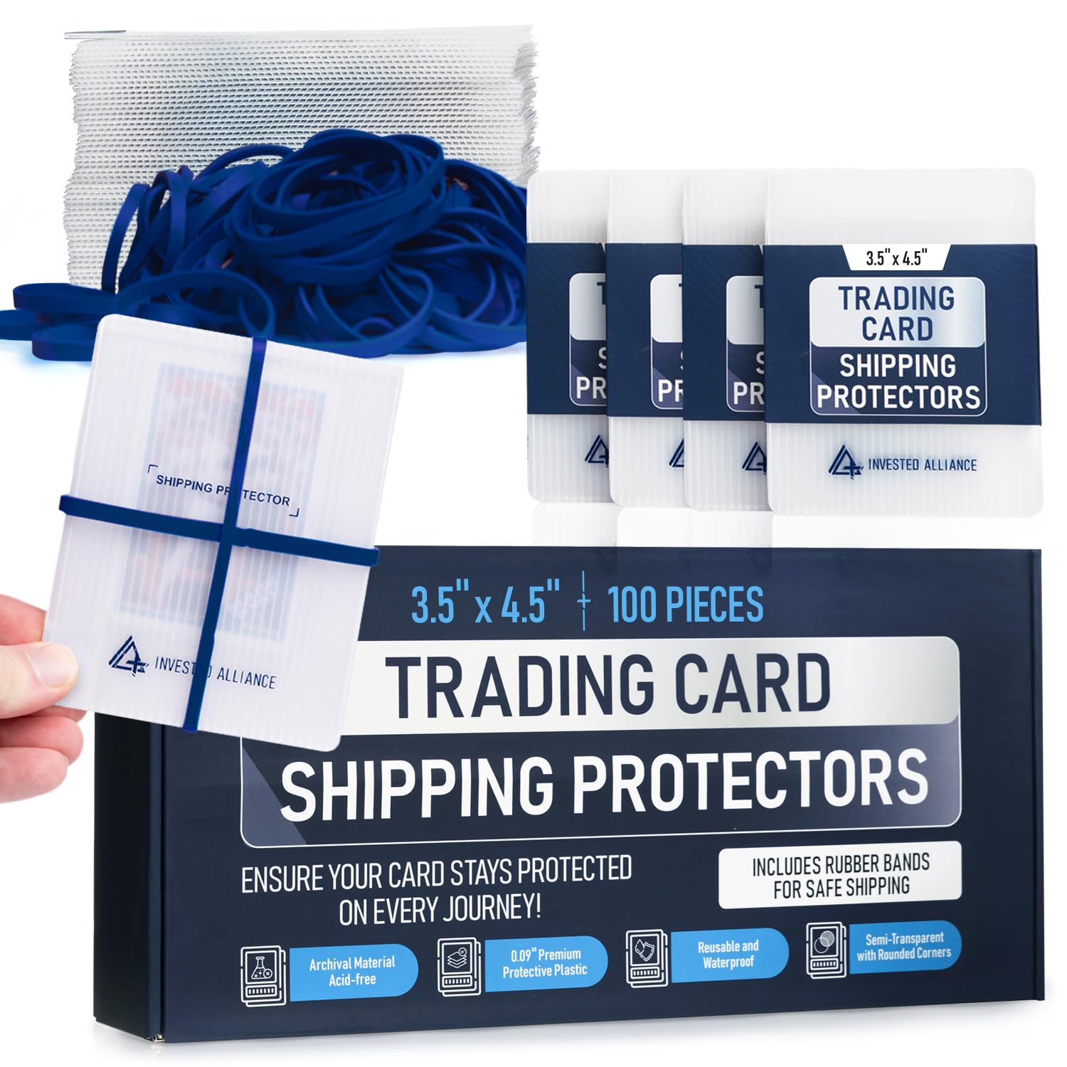Premium Bundle Trading Card Shipping Protector with Rubber Bands | Graded Cards Protectors, Sports Trading Card Shipping Supplies Packaging, TCG Baseball Cards Shippings Shield.