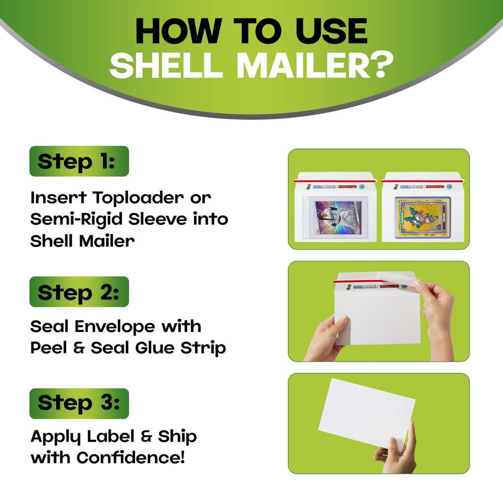 100 Pack Shell Mailer Incognito Trading Card Envelopes by Hobby Armor, 7" x 4.35" Trading Card Mailers for Shipping, Perfect Size Shipping Envelope for Mailing Cards in Semi-Rigid Holders & Toploaders