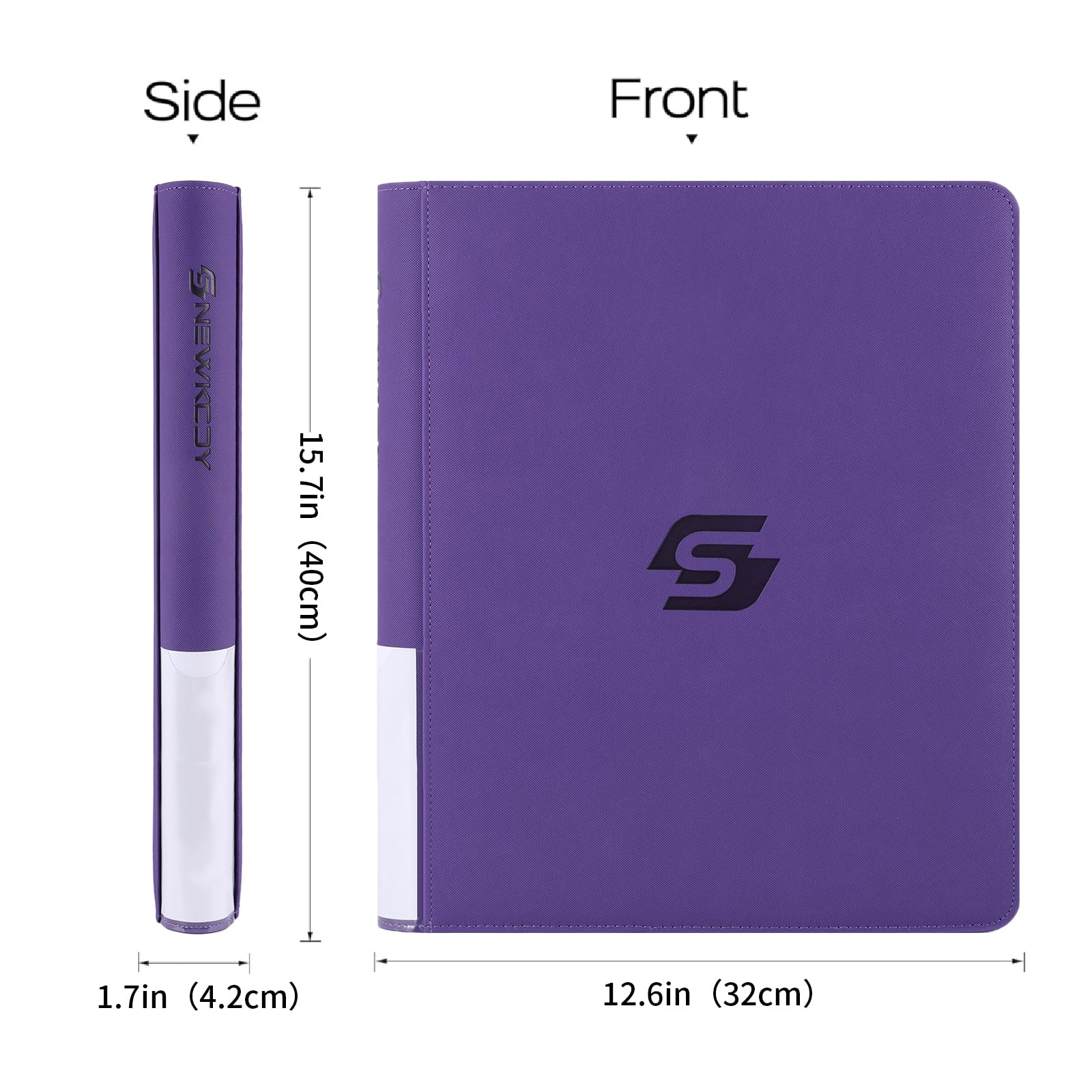 Snekdy Top loader Binder, 9 Pockets Top Loader，Holds 360 Top Loaders cards, Card binder with Sleeves for card in 3 x 4 inches color smooth Zipper PU Leather (Black)