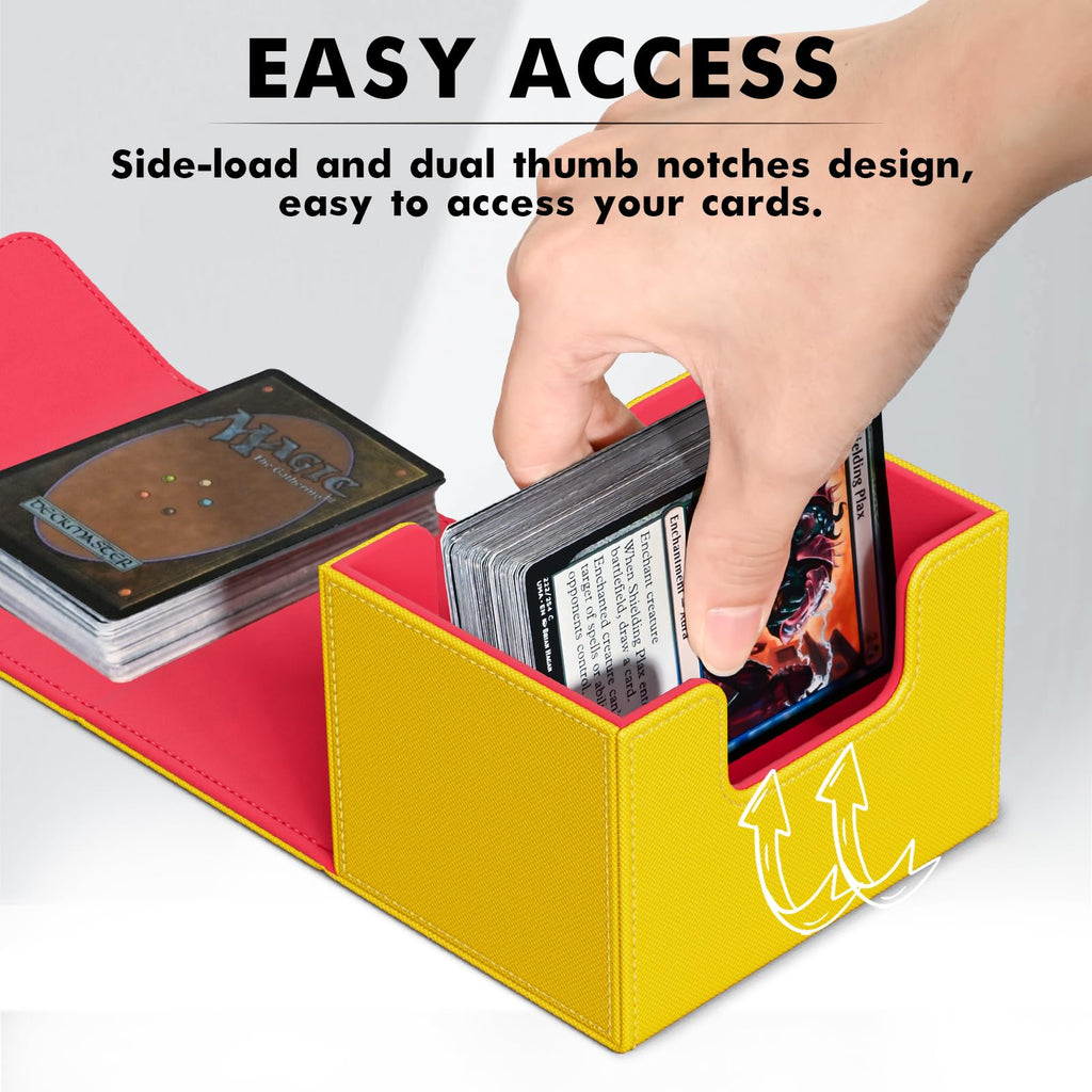 ZLCA MTG Deck Box with Commander Window Display, Commander Deck Box Holds 100 Double-Sleeved Cards Suitable for Magic the Gathering/TCG/CCG/PTCG/EDH/Sport Cards (Black)