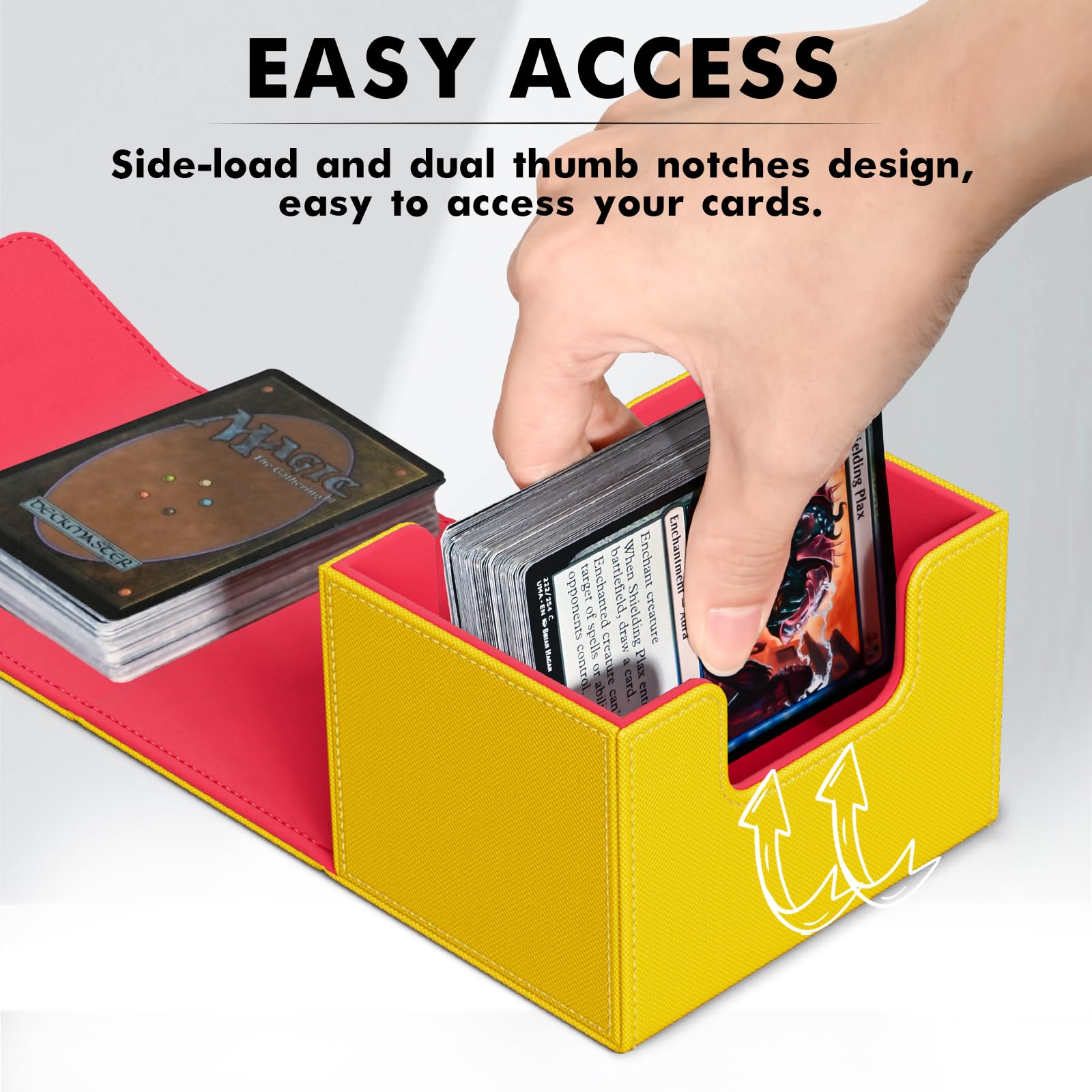 ZLCA MTG Deck Box with Commander Window Display, Commander Deck Box Holds 100 Double-Sleeved Cards Suitable for Magic the Gathering/TCG/CCG/PTCG/EDH/Sport Cards (Black)