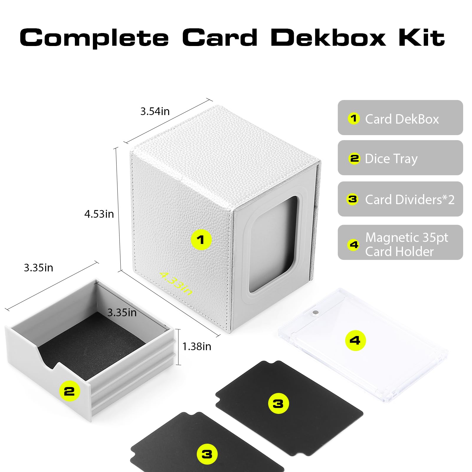 Patented MTG Commander DekBox, 100+ Double Sleeved Card Storage Box with Dice Tray, 35pt Card Holder & 2 Dividers - Magnetic Deck Case for TCG/CCG/Magic/Sports Cards, Black