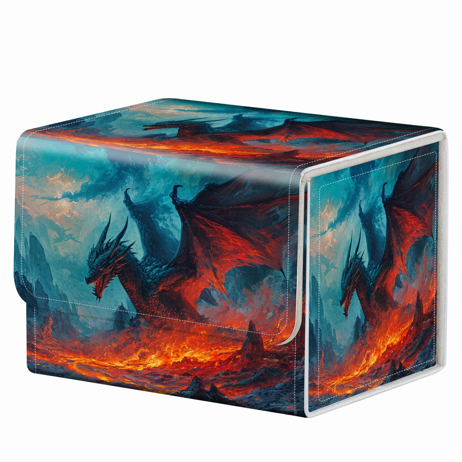Strong Magnet Case Mtg Deck Box Tcg Up to 200 Cards Creative Pattern Trading Card Storage Box for Collectible Card Games, Black And White Koi