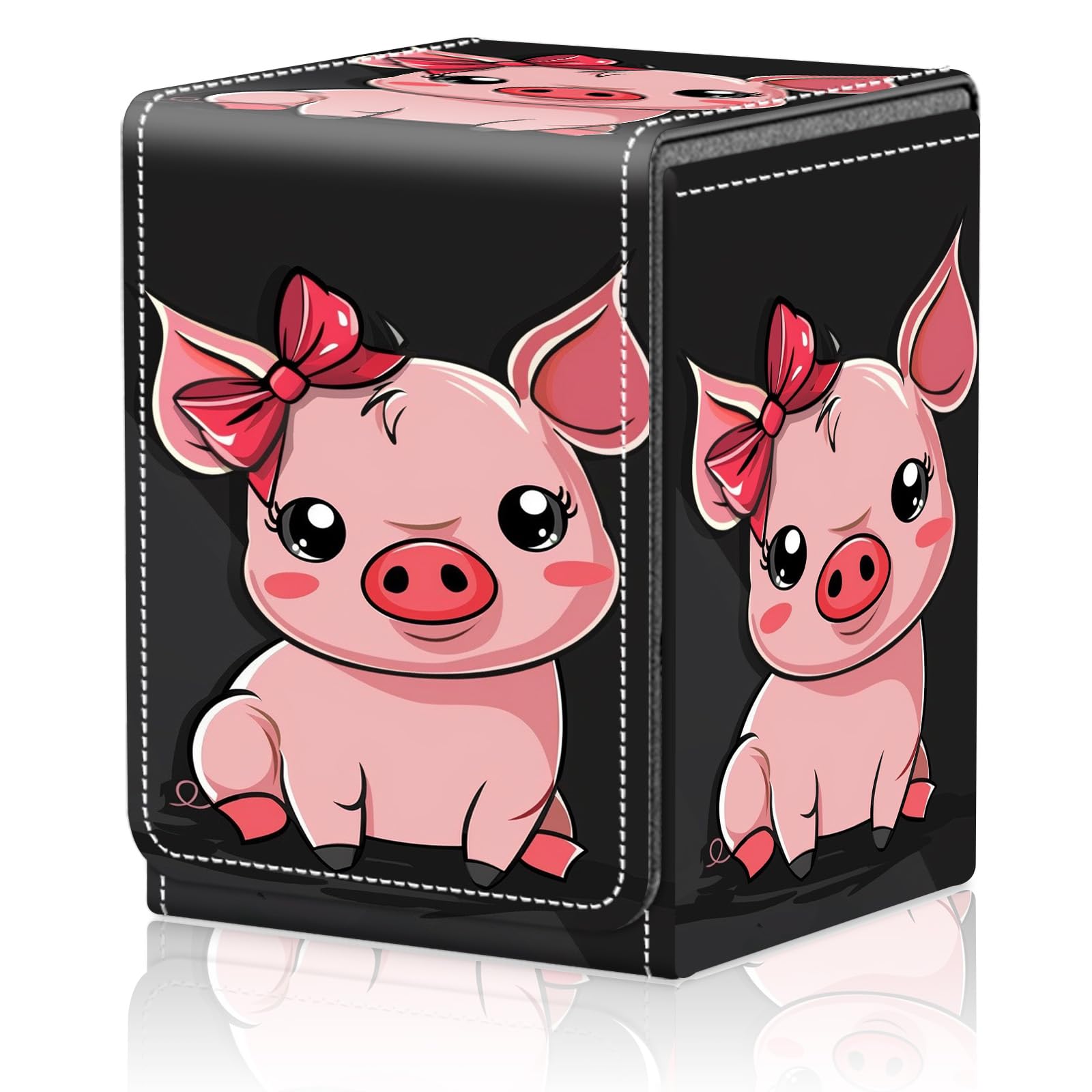 Card Deck Box for MTG Trading Cards, Magic Card Box Can Hold 110+ Single Sleeved Cards, Waterproof PU Leather Material, Strong Magnetic Buckle Card Set Box Suitable for TCG CCG, Astronaut Dinosaur