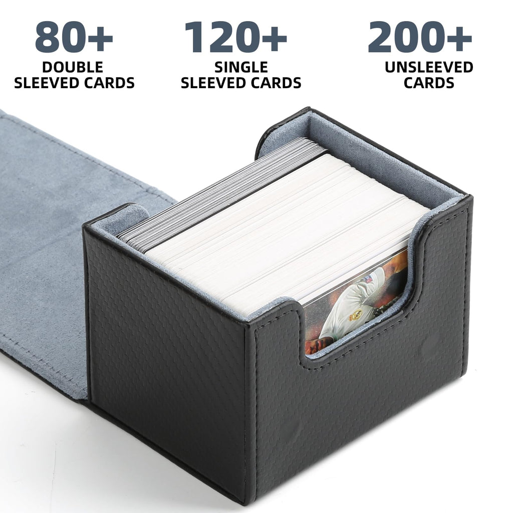 GERMUN Card Deck Box for MTG Commander, MTG Commander Deck Box Holds 120+ Single Sleeved Cards,MTG Deck Box Compatible with Magic the Gathering (Black)