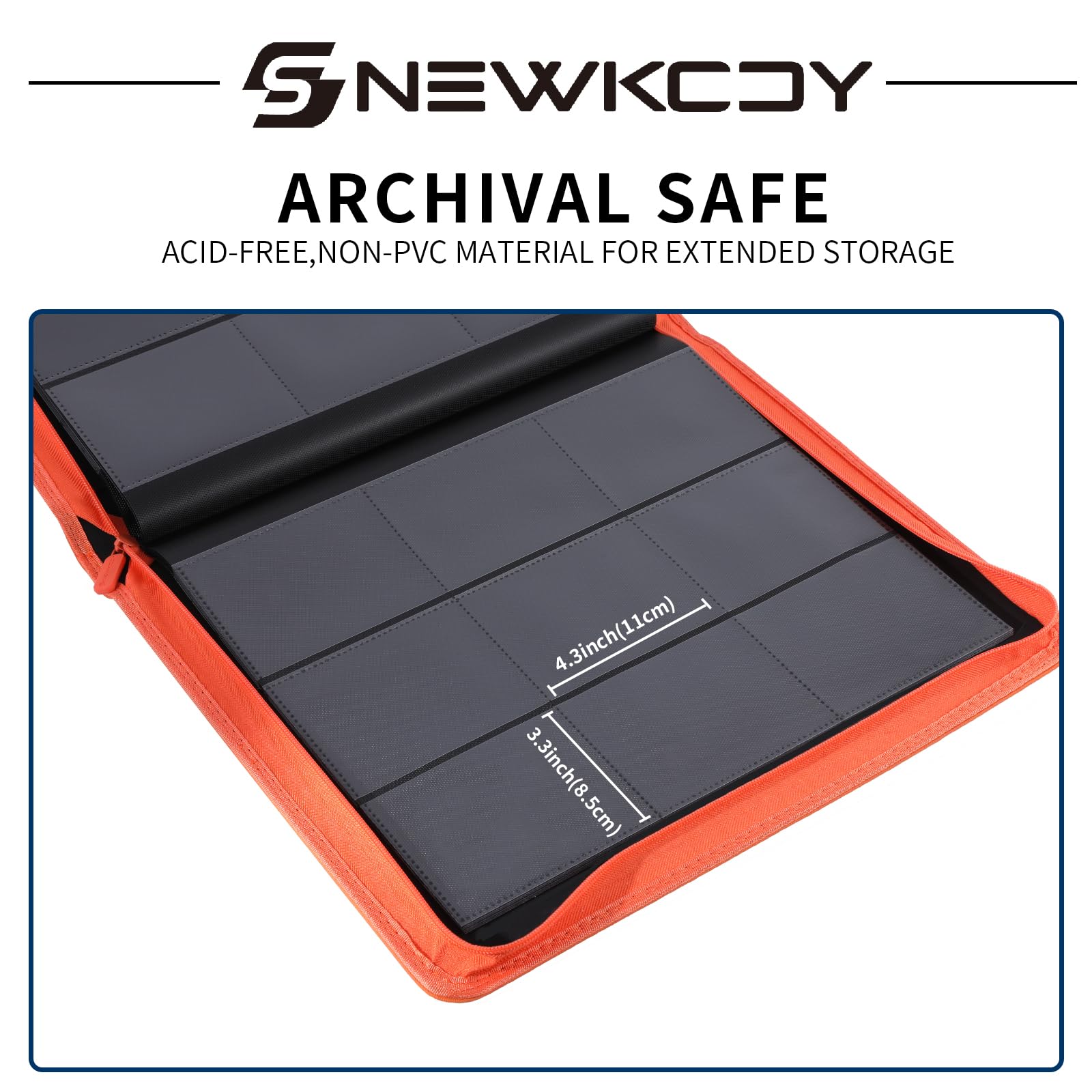 Snekdy Top loader Binder, 9 Pockets Top Loader，Holds 360 Top Loaders cards, Card binder with Sleeves for card in 3 x 4 inches color smooth Zipper PU Leather (Black)