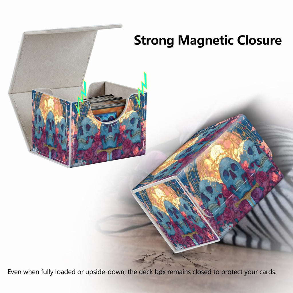Strong Magnet Case Mtg Deck Box Tcg Up to 200 Cards Creative Pattern Trading Card Storage Box for Collectible Card Games, Black And White Koi