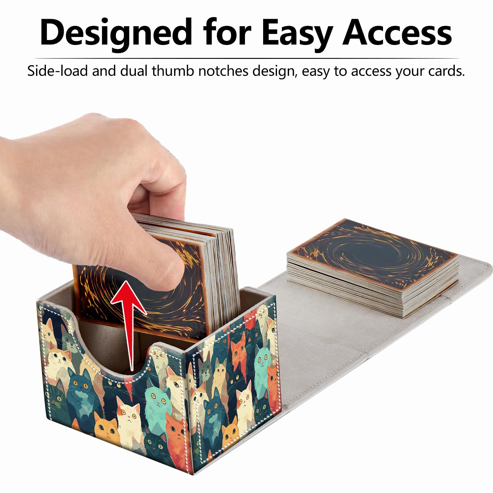 Strong Magnet Case Mtg Deck Box Tcg Up to 200 Cards Creative Pattern Trading Card Storage Box for Collectible Card Games, Black And White Koi