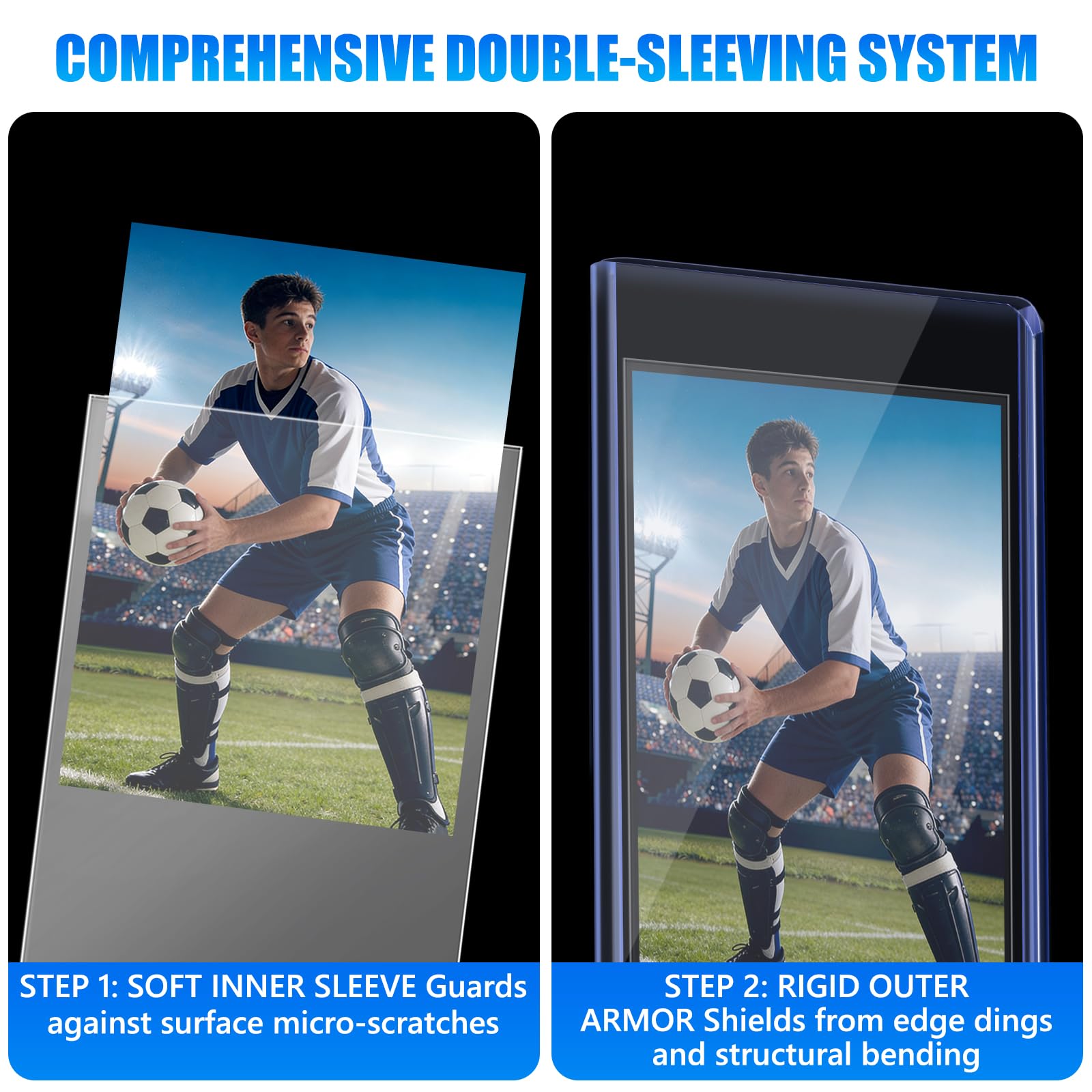 DEDC 200 Top Loader Thick Card Load Holder Storage for Trading Cards Sports Soft Penny Sleeves Hard Plastic 35 Point Protective 3" x 4" Toploaders Rigid Memorabilia Collectibles