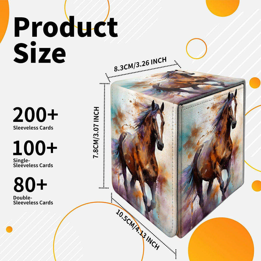 Card Deck Box Trading Cards Storage Box with Strong Magnet Premium Case Commander Deck Storage Cover for TCG CCG Magic Cards,Cat Face With Stars