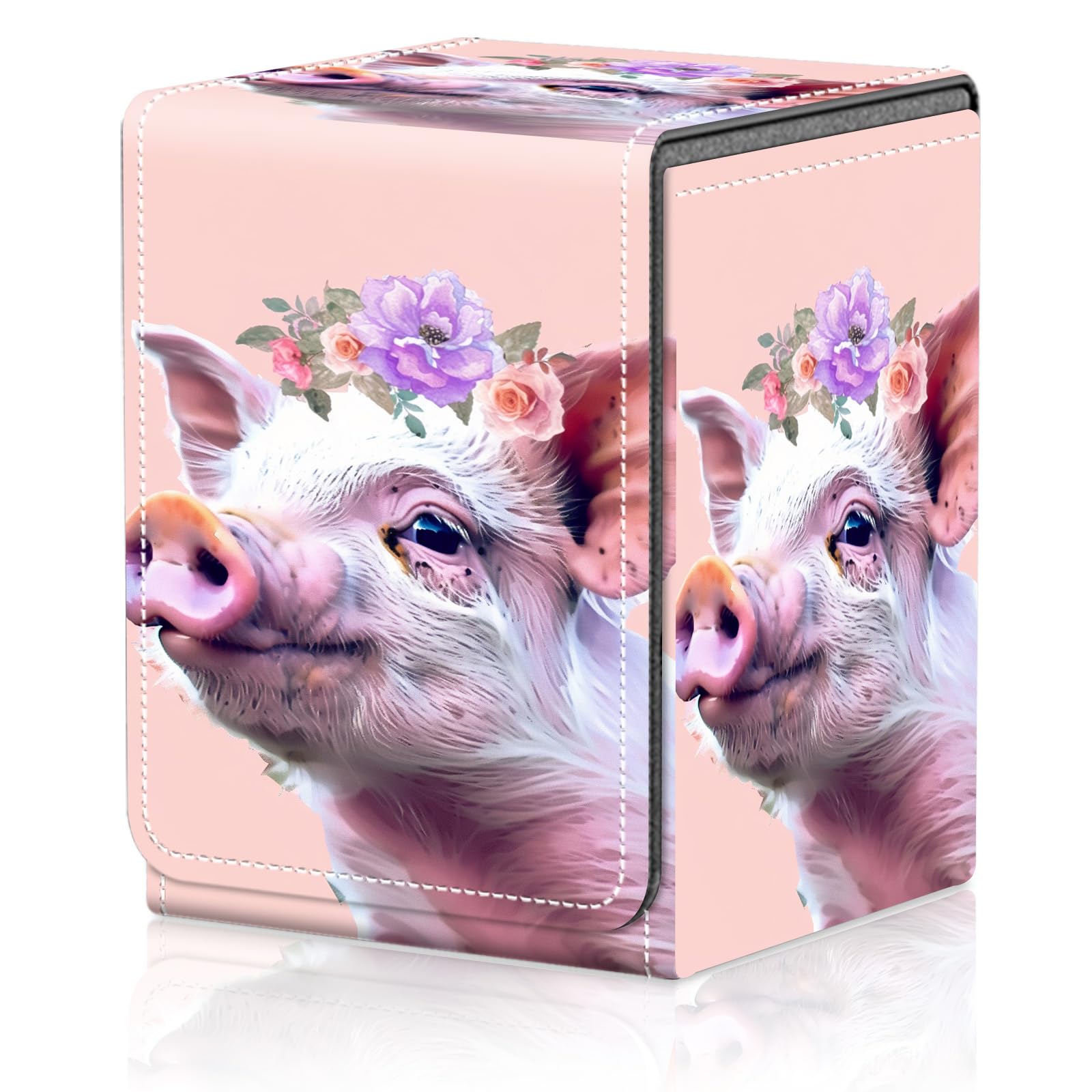 Card Deck Box for MTG Trading Cards, Magic Card Box Can Hold 110+ Single Sleeved Cards, Waterproof PU Leather Material, Strong Magnetic Buckle Card Set Box Suitable for TCG CCG, Astronaut Dinosaur