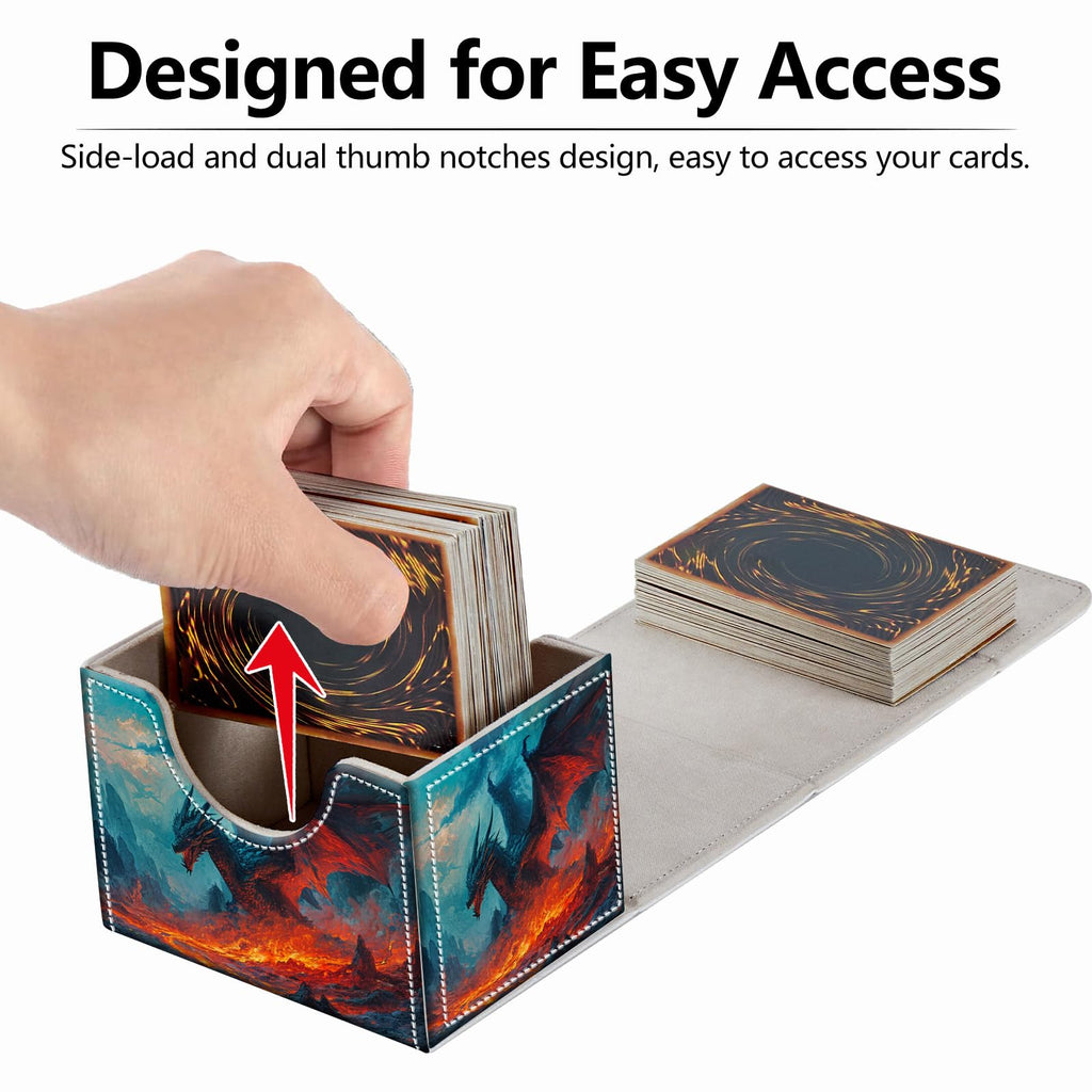 Strong Magnet Case Mtg Deck Box Tcg Up to 200 Cards Creative Pattern Trading Card Storage Box for Collectible Card Games, Black And White Koi