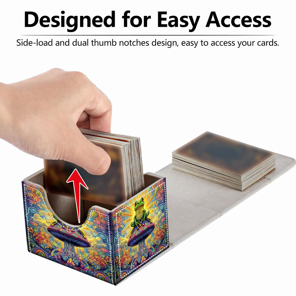 Strong Magnet Case Mtg Deck Box Tcg Up to 200 Cards Creative Pattern Trading Card Storage Box for Collectible Card Games, Black And White Koi