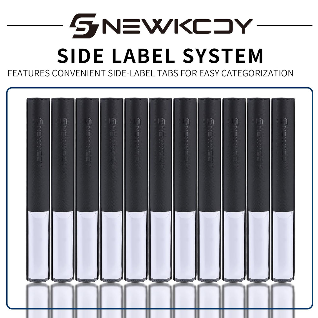 Snekdy Top loader Binder, 9 Pockets Top Loader，Holds 360 Top Loaders cards, Card binder with Sleeves for card in 3 x 4 inches color smooth Zipper PU Leather (Black)