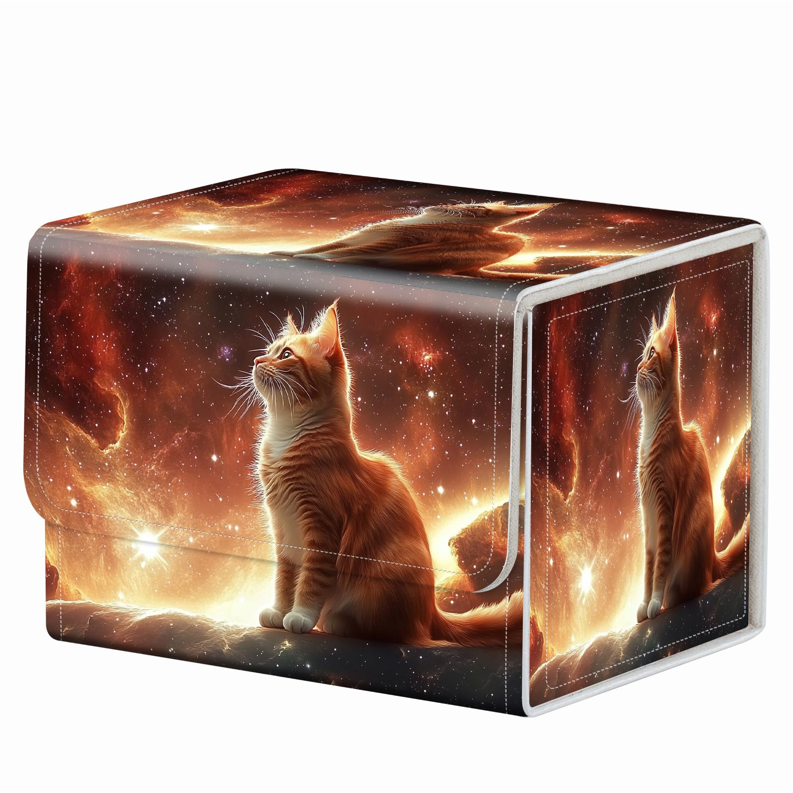 Strong Magnet Case Mtg Deck Box Tcg Up to 200 Cards Creative Pattern Trading Card Storage Box for Collectible Card Games, Black And White Koi