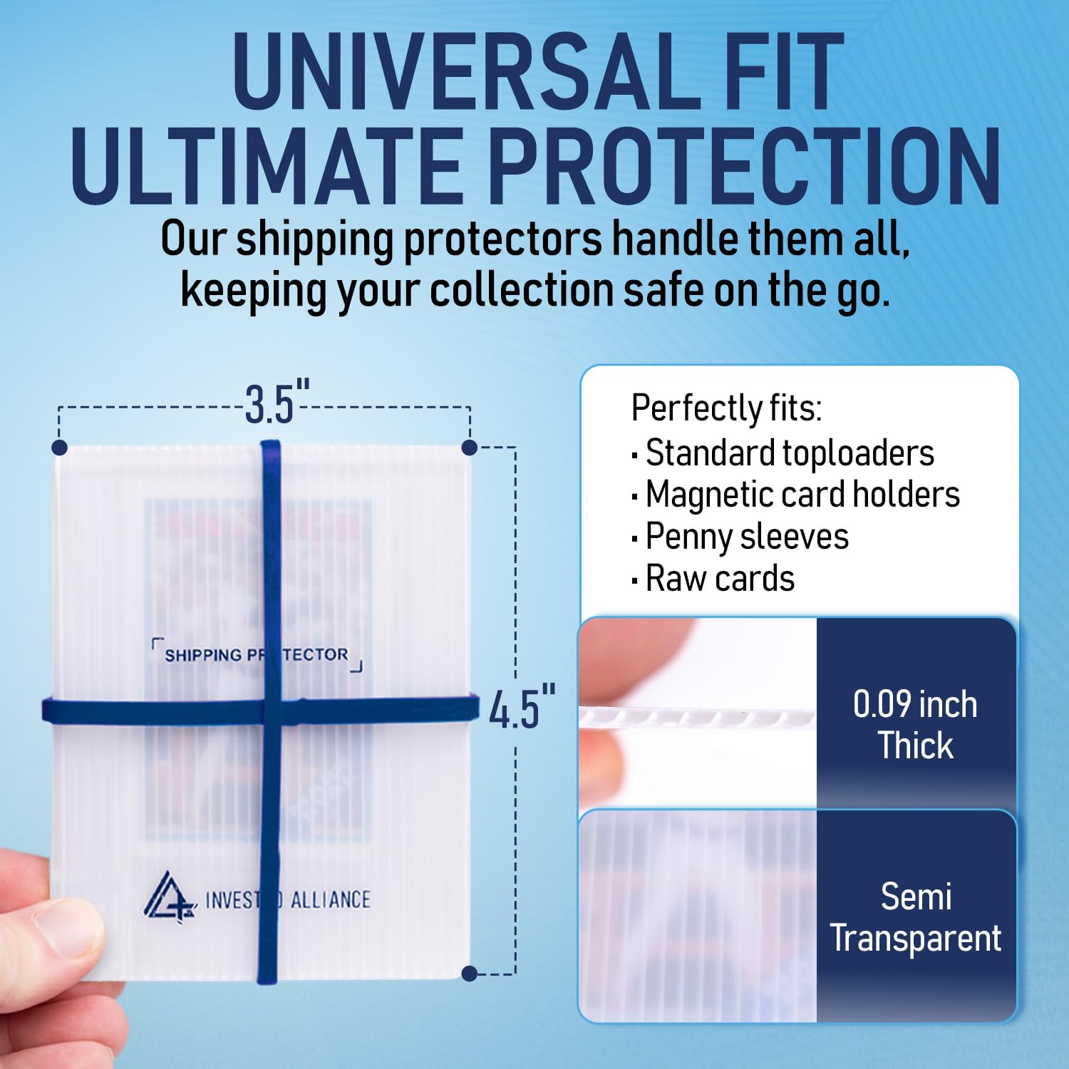 Premium Bundle Trading Card Shipping Protector with Rubber Bands | Graded Cards Protectors, Sports Trading Card Shipping Supplies Packaging, TCG Baseball Cards Shippings Shield.
