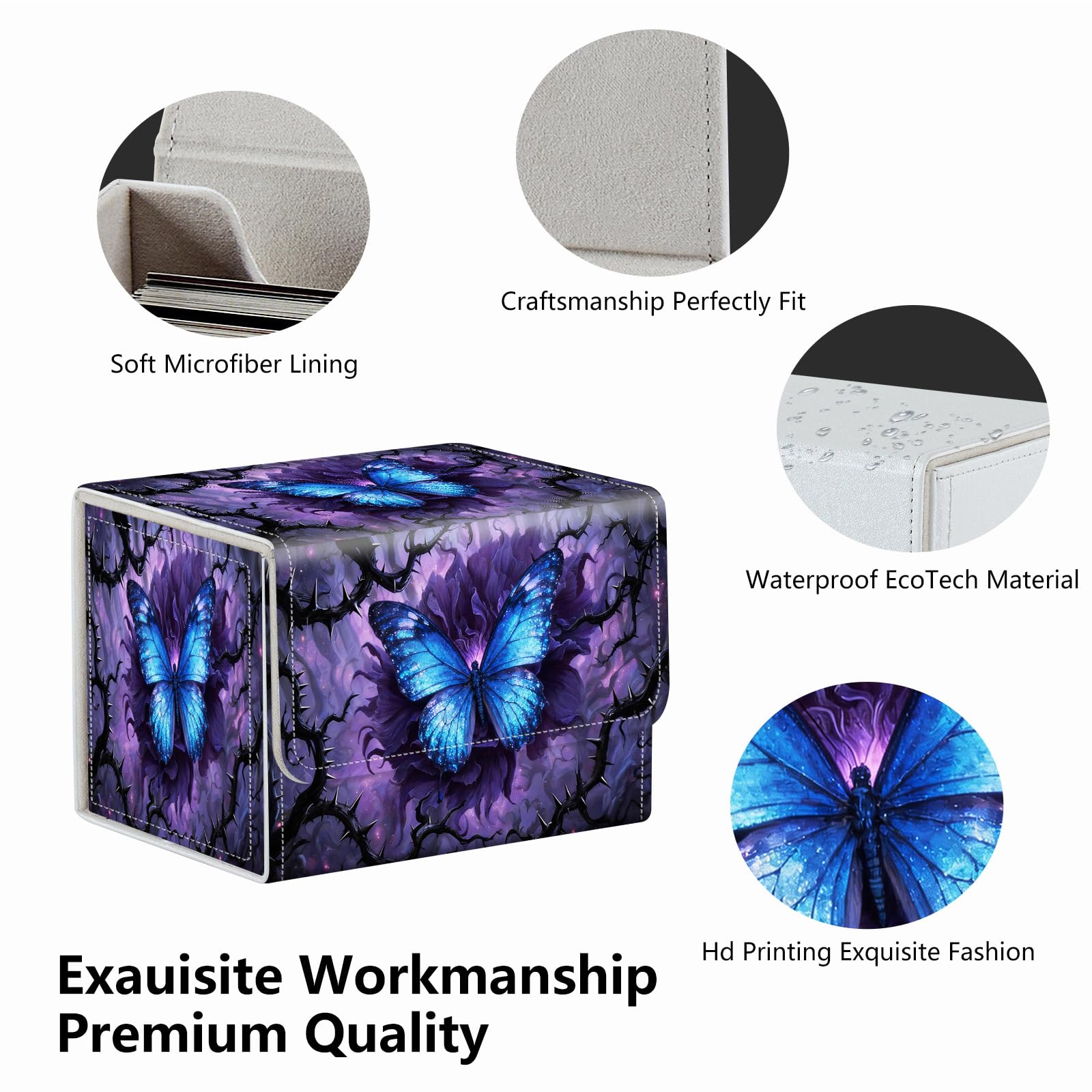 Strong Magnet Case Mtg Deck Box Tcg Up to 200 Cards Creative Pattern Trading Card Storage Box for Collectible Card Games, Black And White Koi