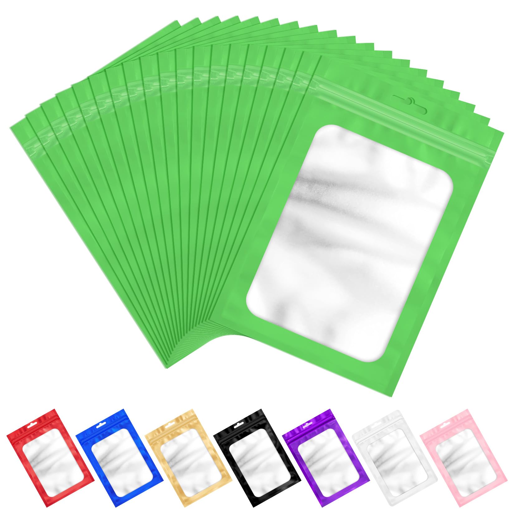ANZNKU 100 Pack Black Resealable Mylar Bags with Frosted Clear Window, Smell Proof Sealable Packaging Bags for Small Business, Foil Pouch Zip Goodie Bag for Candy Treat Jewelry Party Favor(2.75×3.93")