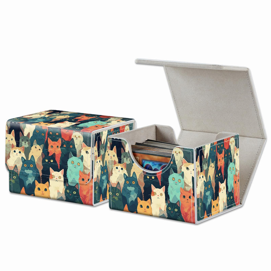Strong Magnet Case Mtg Deck Box Tcg Up to 200 Cards Creative Pattern Trading Card Storage Box for Collectible Card Games, Black And White Koi