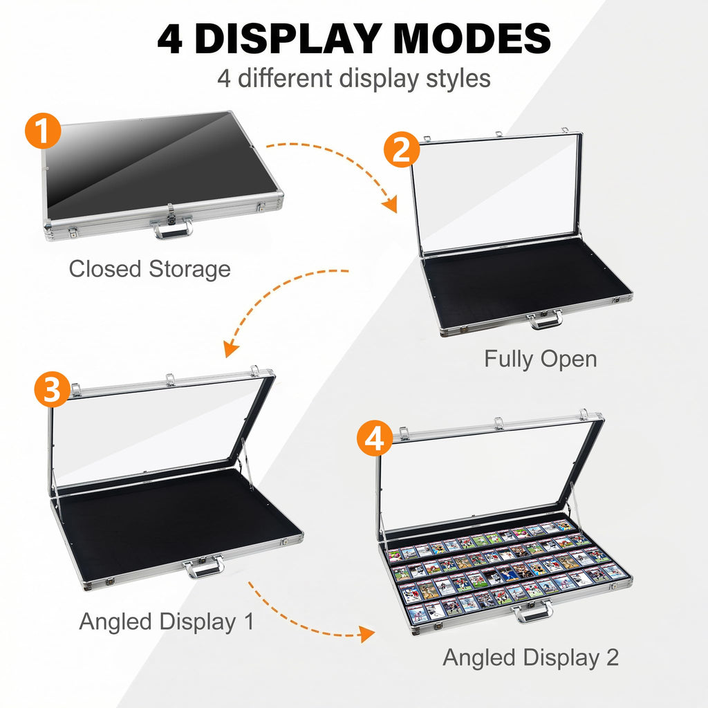 Card Display Case Aluminum Trade Show Display Case Large Portable Trading with Lock for Collectibles, Sports Cards. 34IN x 22IN - Black