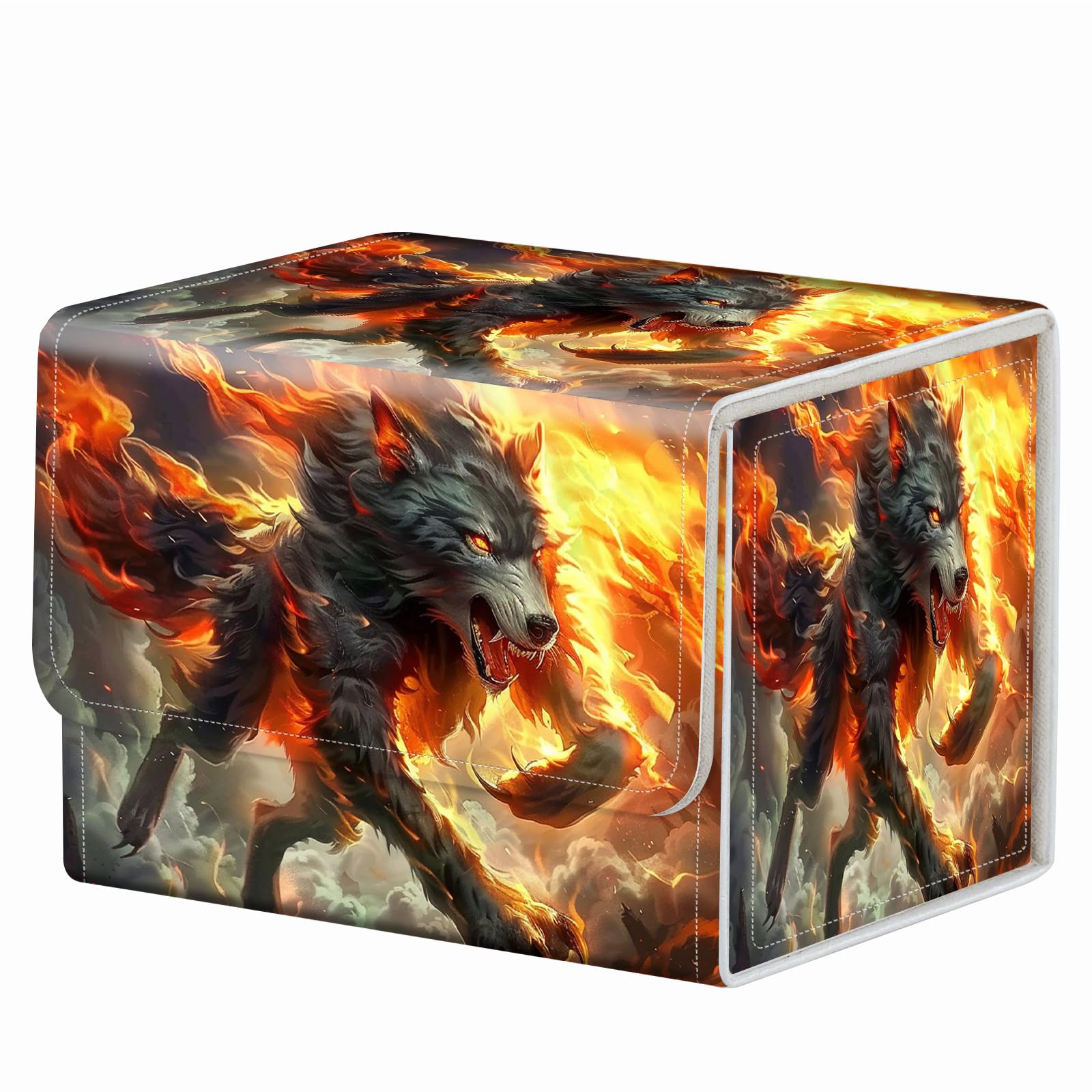 Strong Magnet Case Mtg Deck Box Tcg Up to 200 Cards Creative Pattern Trading Card Storage Box for Collectible Card Games, Black And White Koi