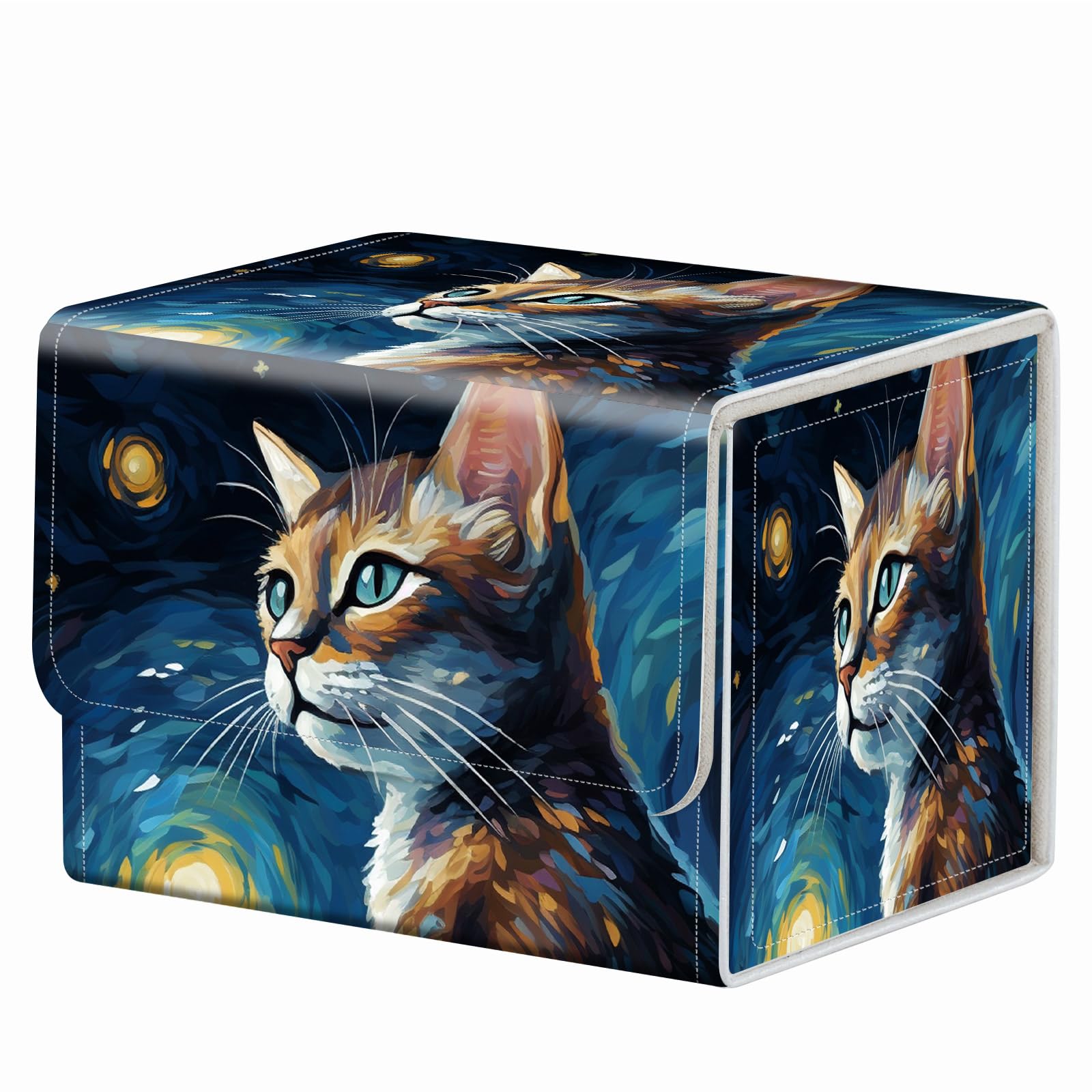 Strong Magnet Case Mtg Deck Box Tcg Up to 200 Cards Creative Pattern Trading Card Storage Box for Collectible Card Games, Black And White Koi