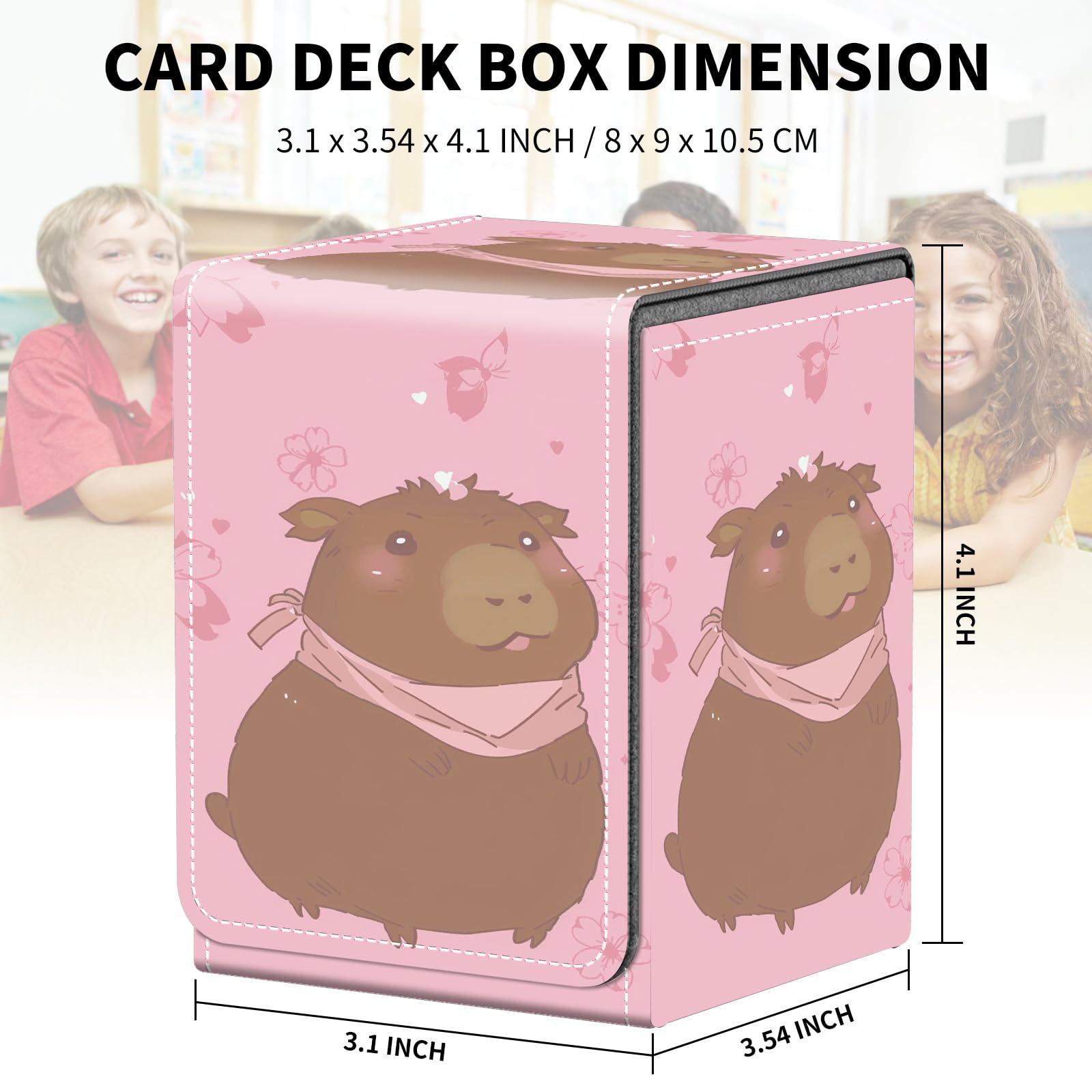 Card Deck Box for MTG Trading Cards, Magic Card Box Can Hold 110+ Single Sleeved Cards, Waterproof PU Leather Material, Strong Magnetic Buckle Card Set Box Suitable for TCG CCG, Astronaut Dinosaur