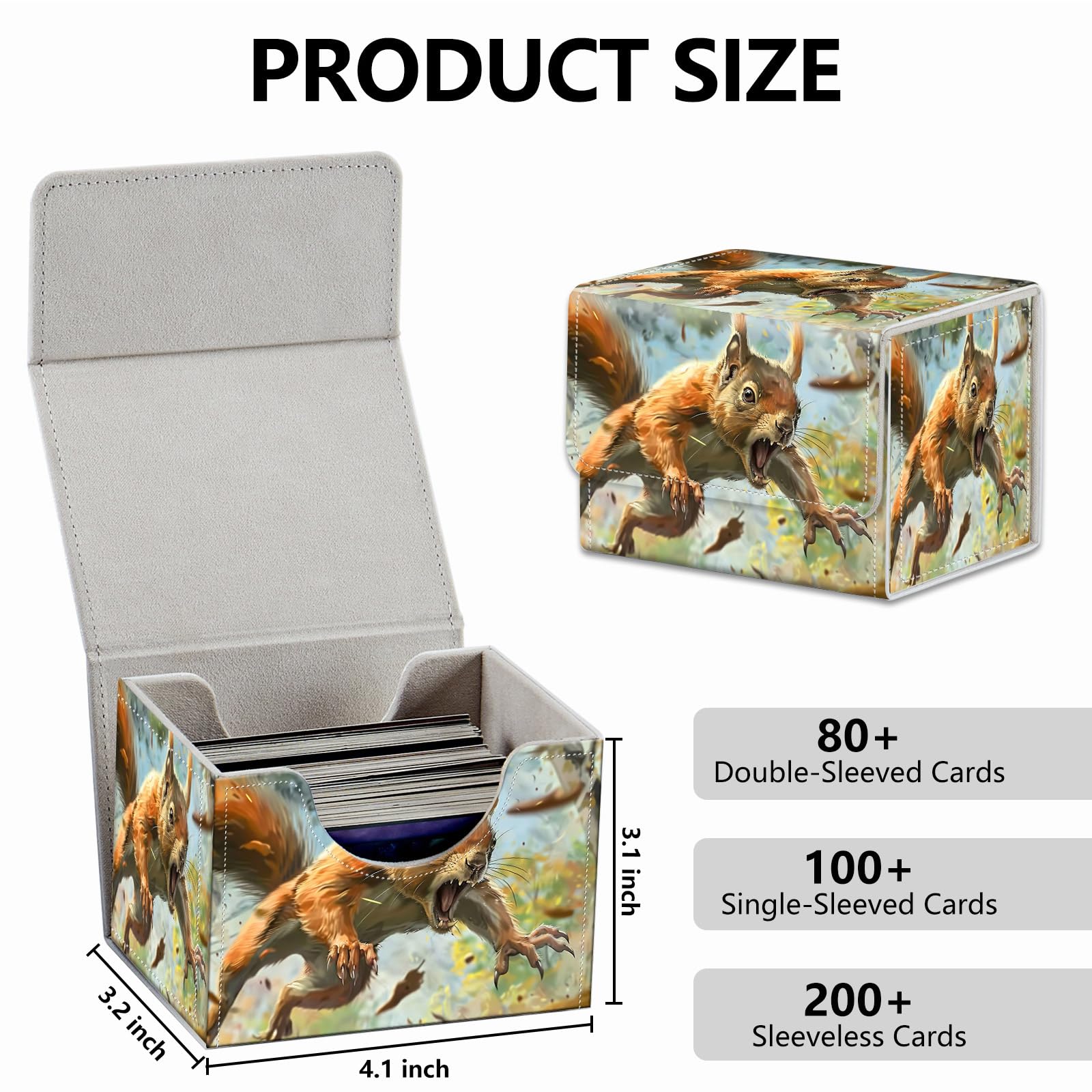 Strong Magnet Case Mtg Deck Box Tcg Up to 200 Cards Creative Pattern Trading Card Storage Box for Collectible Card Games, Black And White Koi