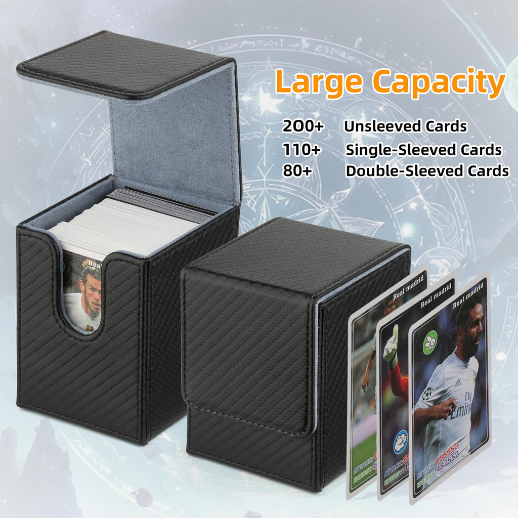 GERMUN Card Deck Box for MTG Commander, MTG Commander Deck Box Holds 120+ Single Sleeved Cards,MTG Deck Box Compatible with Magic the Gathering (Black)