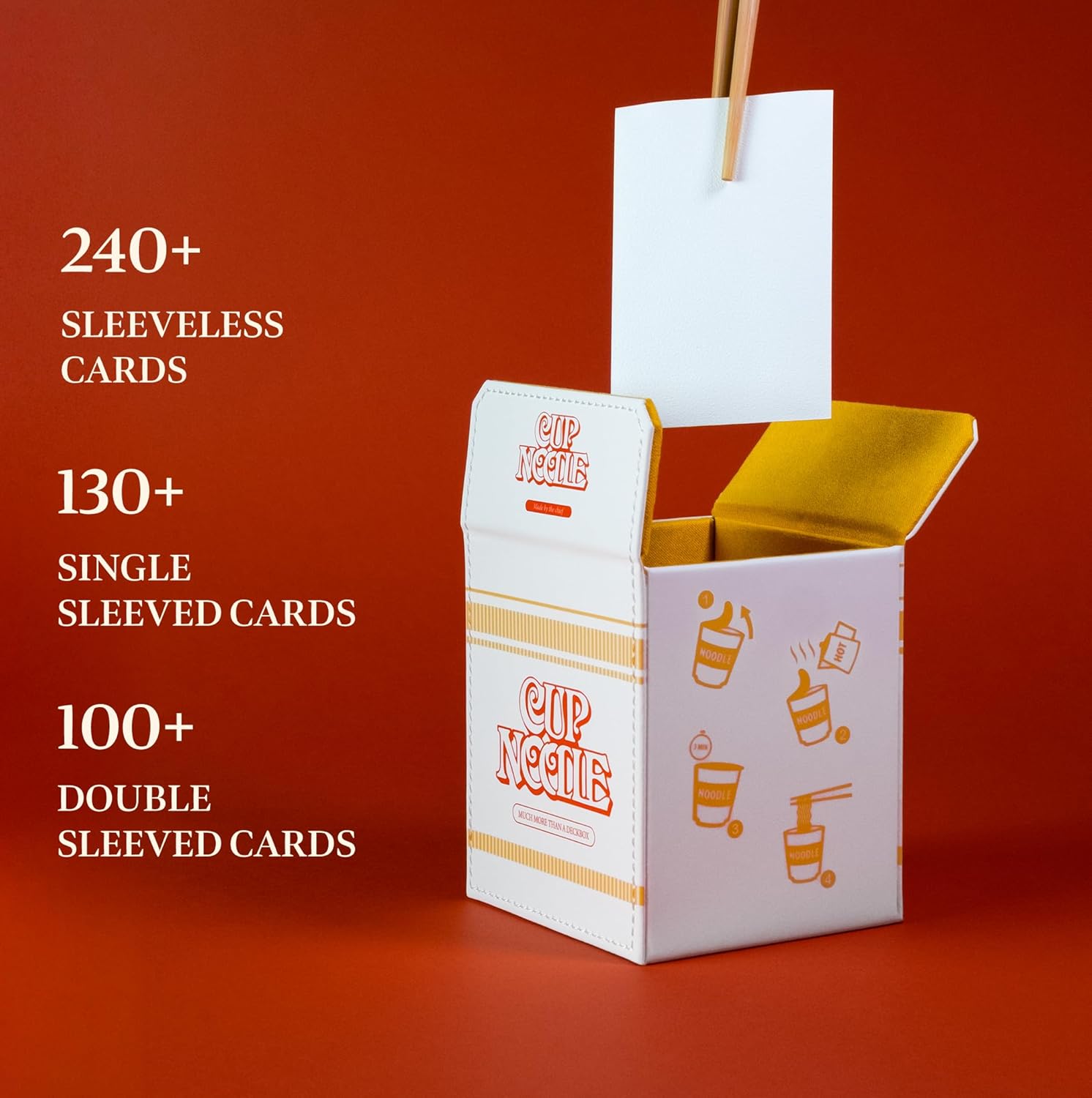 SleeveChief Instant Ramen Premium Design TCG Deck Box | Vegan Leather & smooth Interior Trading Card Deck Box for 100+ Double Sleeved Cards | Strong Magnetic Closure for All Card Games