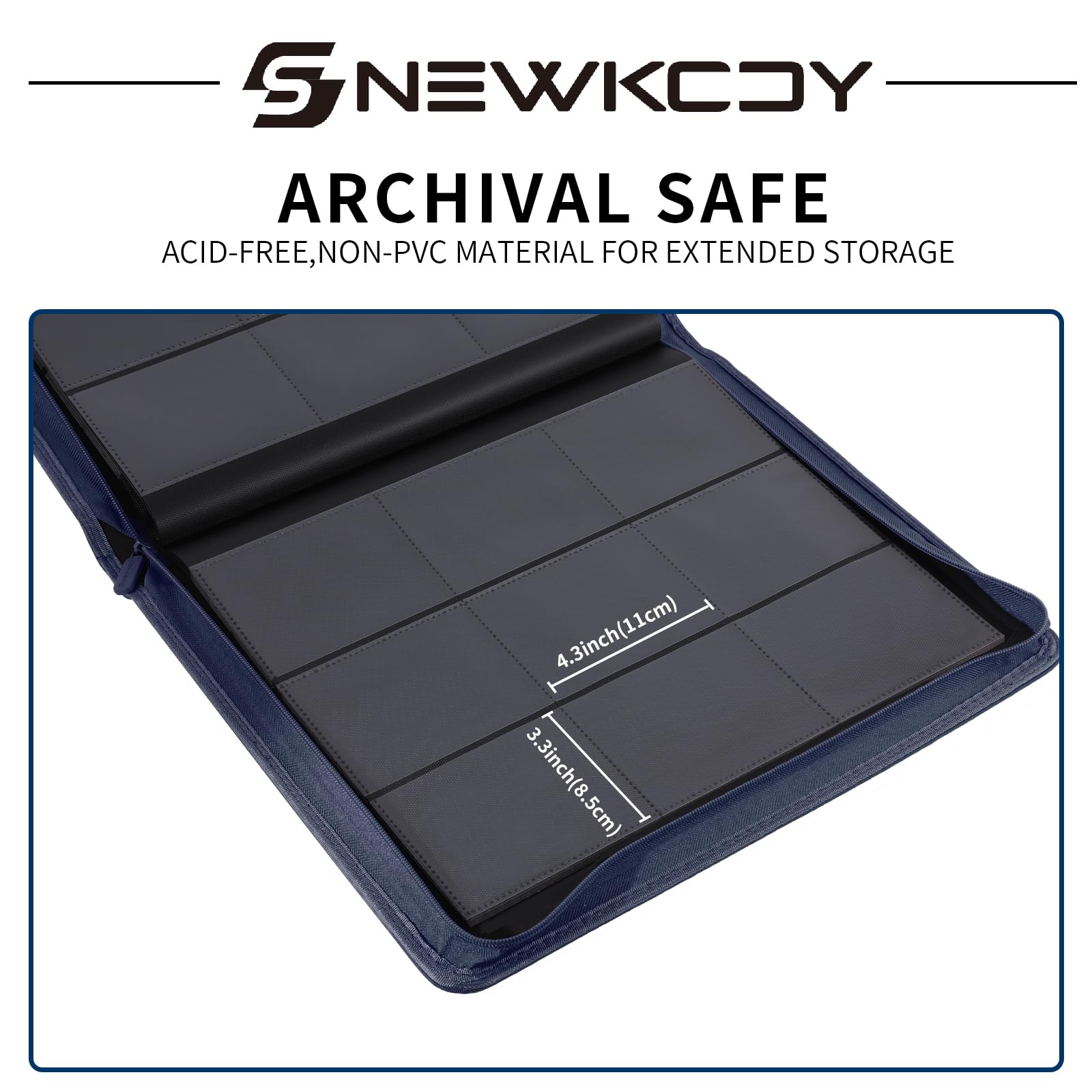 Snekdy Top loader Binder, 9 Pockets Top Loader，Holds 360 Top Loaders cards, Card binder with Sleeves for card in 3 x 4 inches color smooth Zipper PU Leather (Black)